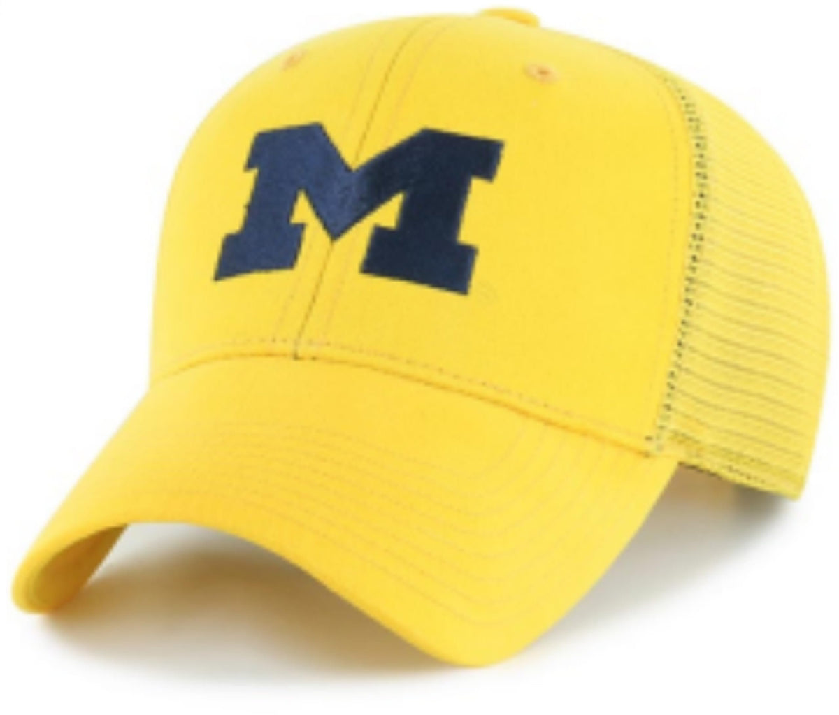 Michigan Wolverines University Yellow/Navy Mesh Trucker Hat Classic Primary Team Logo Adjustable Embroidered Snapback Blue Sports Cap