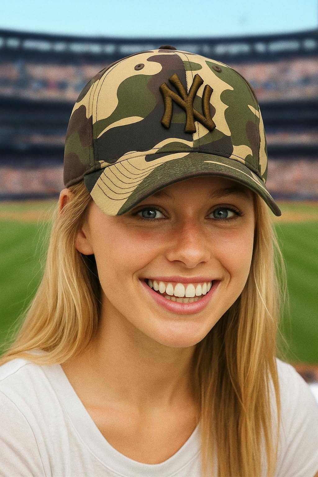 Officially Licensed New York Yankees Baseball Camouflage Hat Classic NY Team Logo Adjustable MVP Structured Embroidered Cap