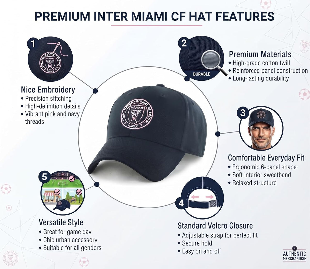 Inter Miami CF Black MVP Hat with Classic Pink Embroidered Team Logo
