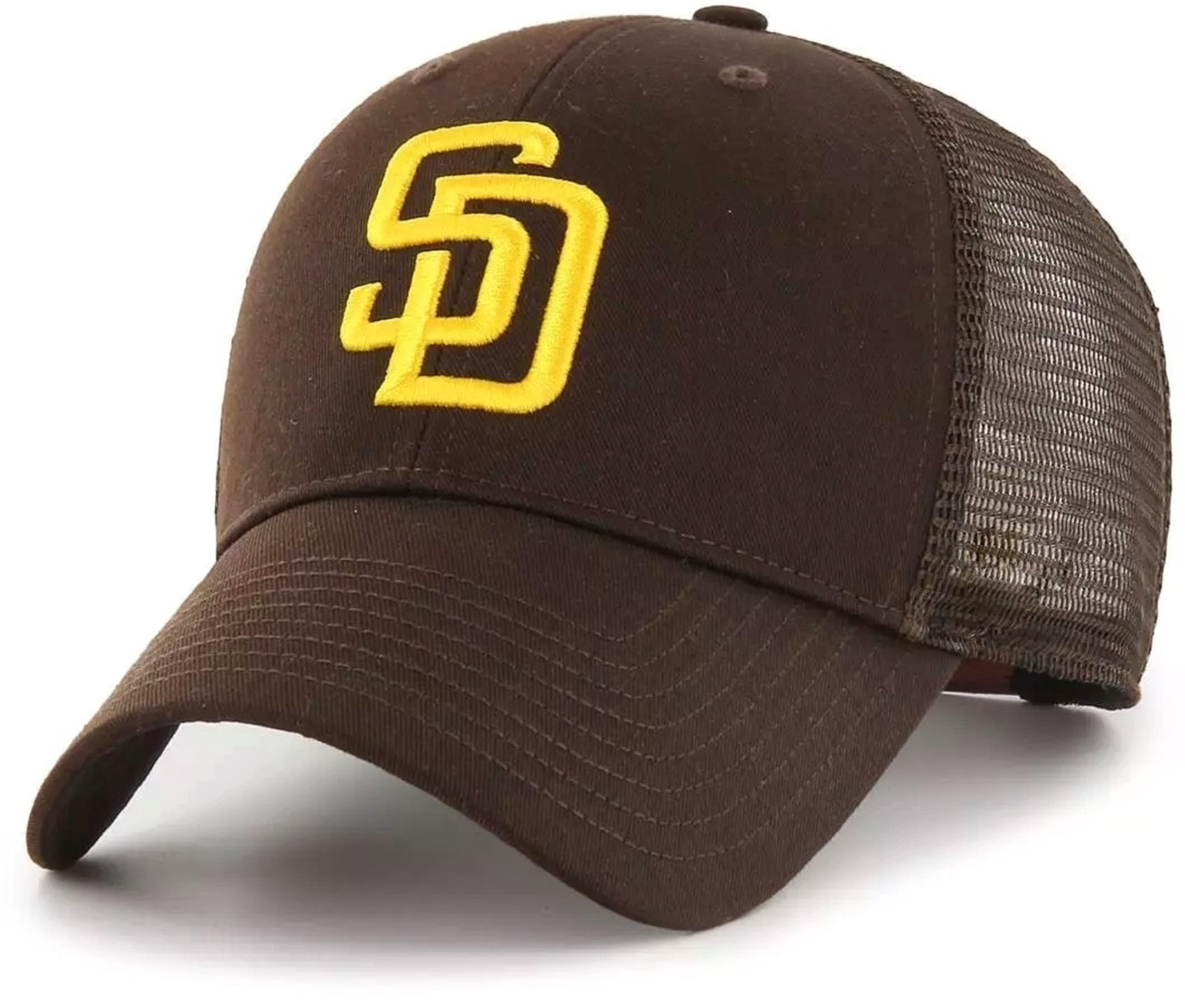 Officially Licensed San Diego Baseball Mesh Trucker Brown MVP Hat Classic Adjustable Embroidered Home Team Logo Structured Snapback Sports Cap