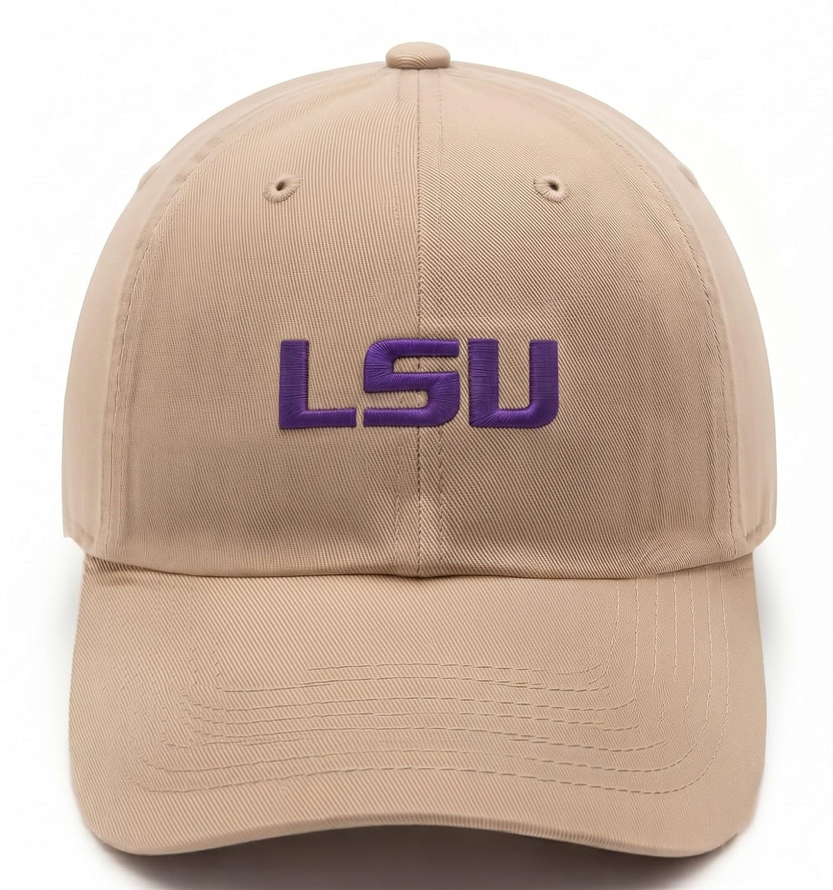 LSU Tigers Relaxed Fit Beige Hat with Purple Logo, Adjustable Unisex Cap