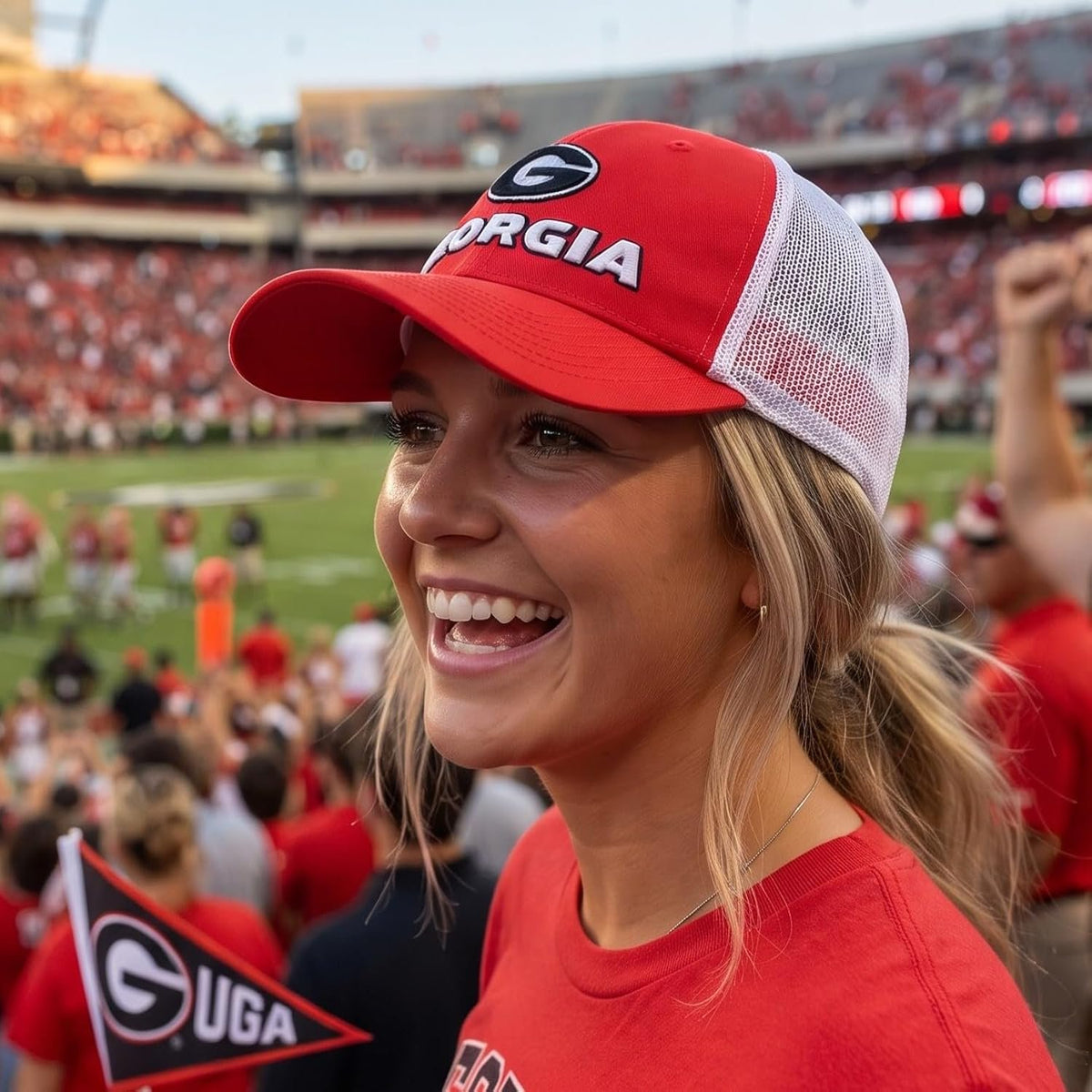 University Georgia Two-Tone Trucker Hat Adjustable Bulldogs Mesh Cap