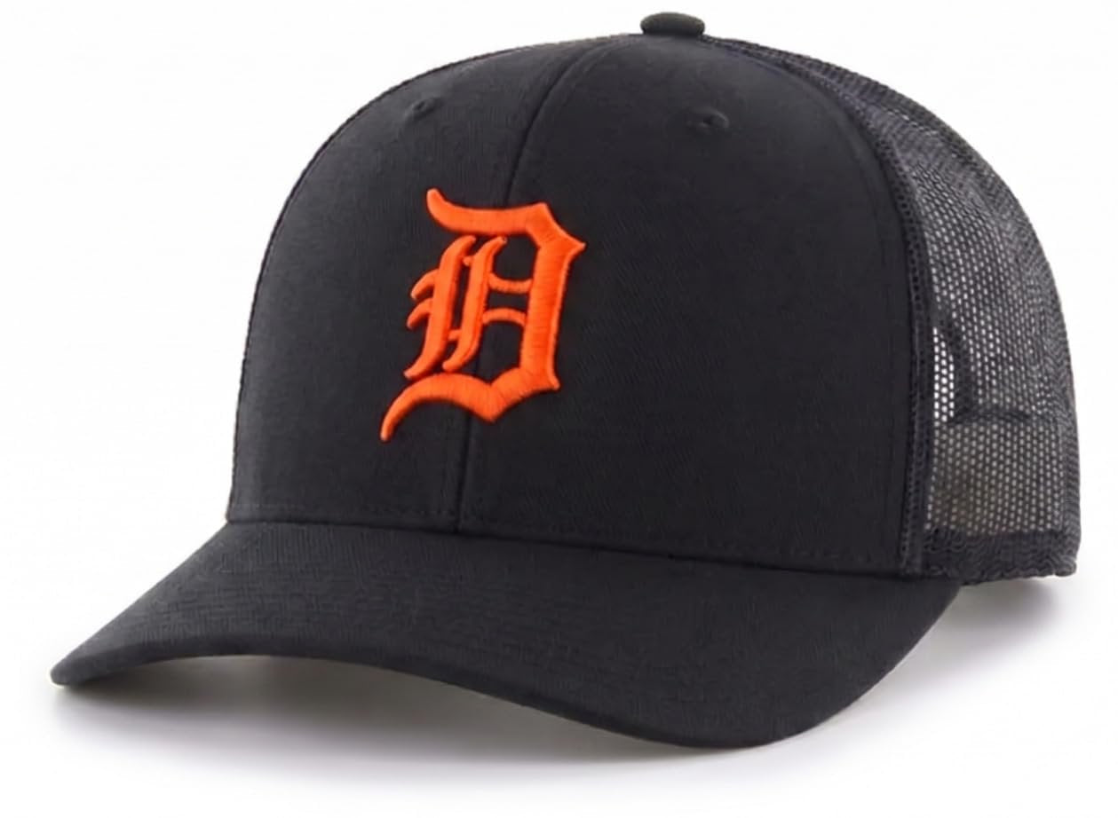 Officially Licensed Detroit Tigers Black Mesh Trucker Hat Embroidered Iconic D Logo Adjustable Cap