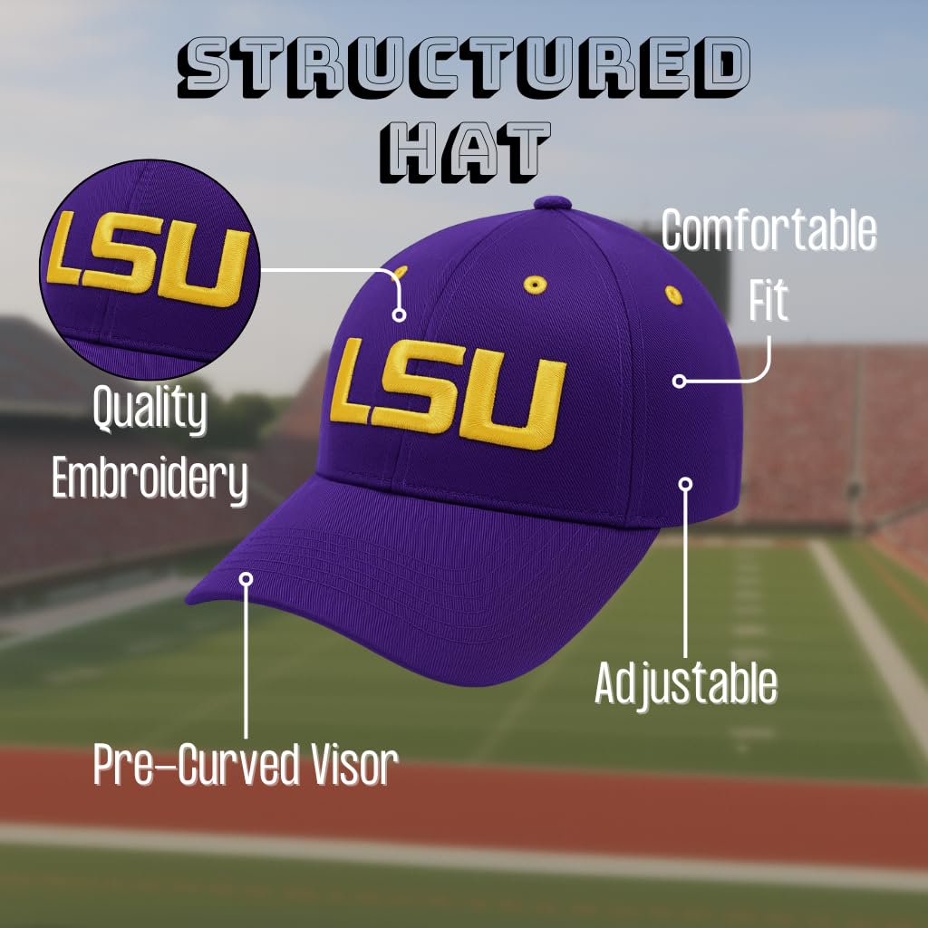 LSU University MVP Hat Classic Tigers Adjustable Team Logo Embroidered Cap (Black)