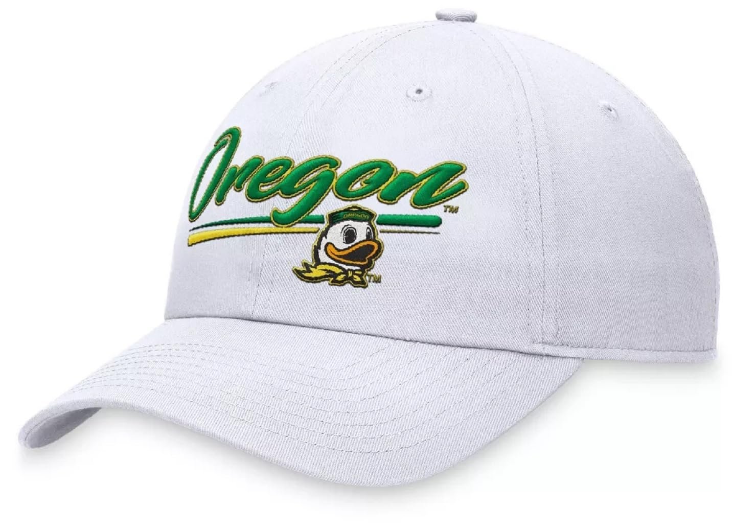 Officially Licensed Oregon University Hat Classic Relaxed Fit White/Green Adjustable Embroidered Team Logo Cap