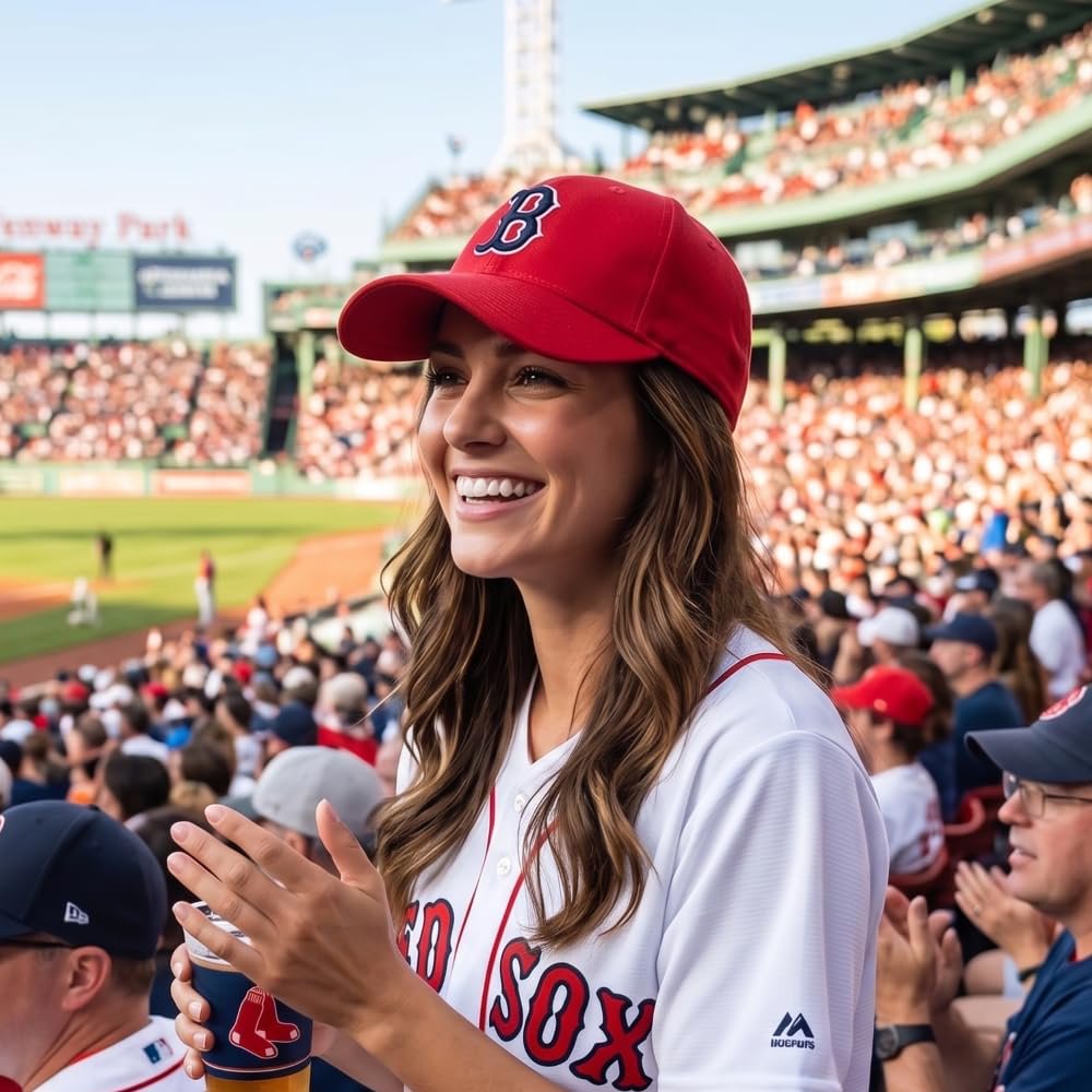 Officially Licensed Boston Red Sox Classic Red MVP Hat Embroidered Navy/White B Logo Adjustable Cap