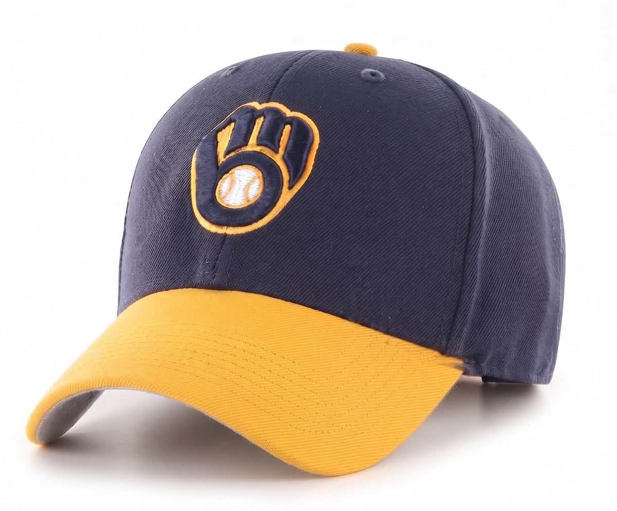 Milwaukee Brewers Two Tone MVP Hat Baseball Cap Navy Gold for Boys & Girls