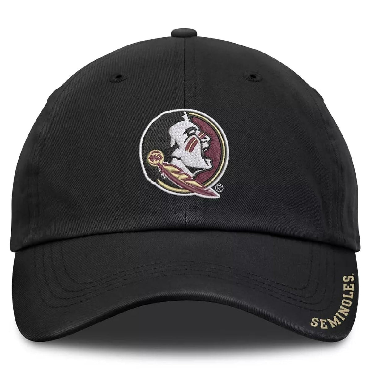 Officially Licensed Florida State Black Clean Up Hat Classic Edition Embroidered Primary Home Team Logo Adjustable Relaxed Fit Sports Cap