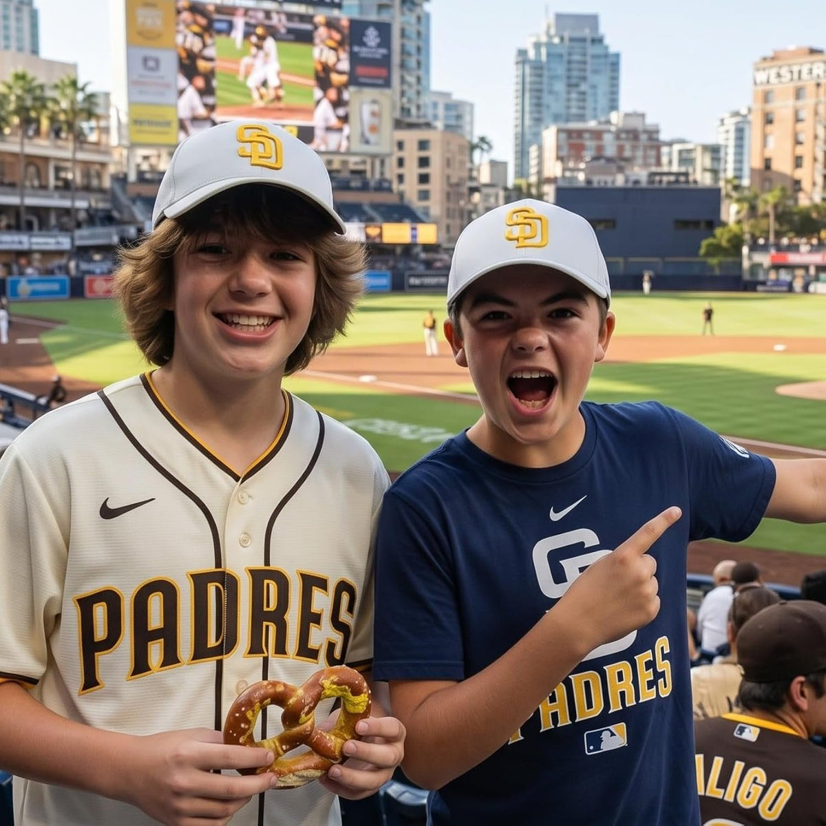 San Diego Padres Youth MVP Hat White with Gold 'SD' Embroidered Logo Cap