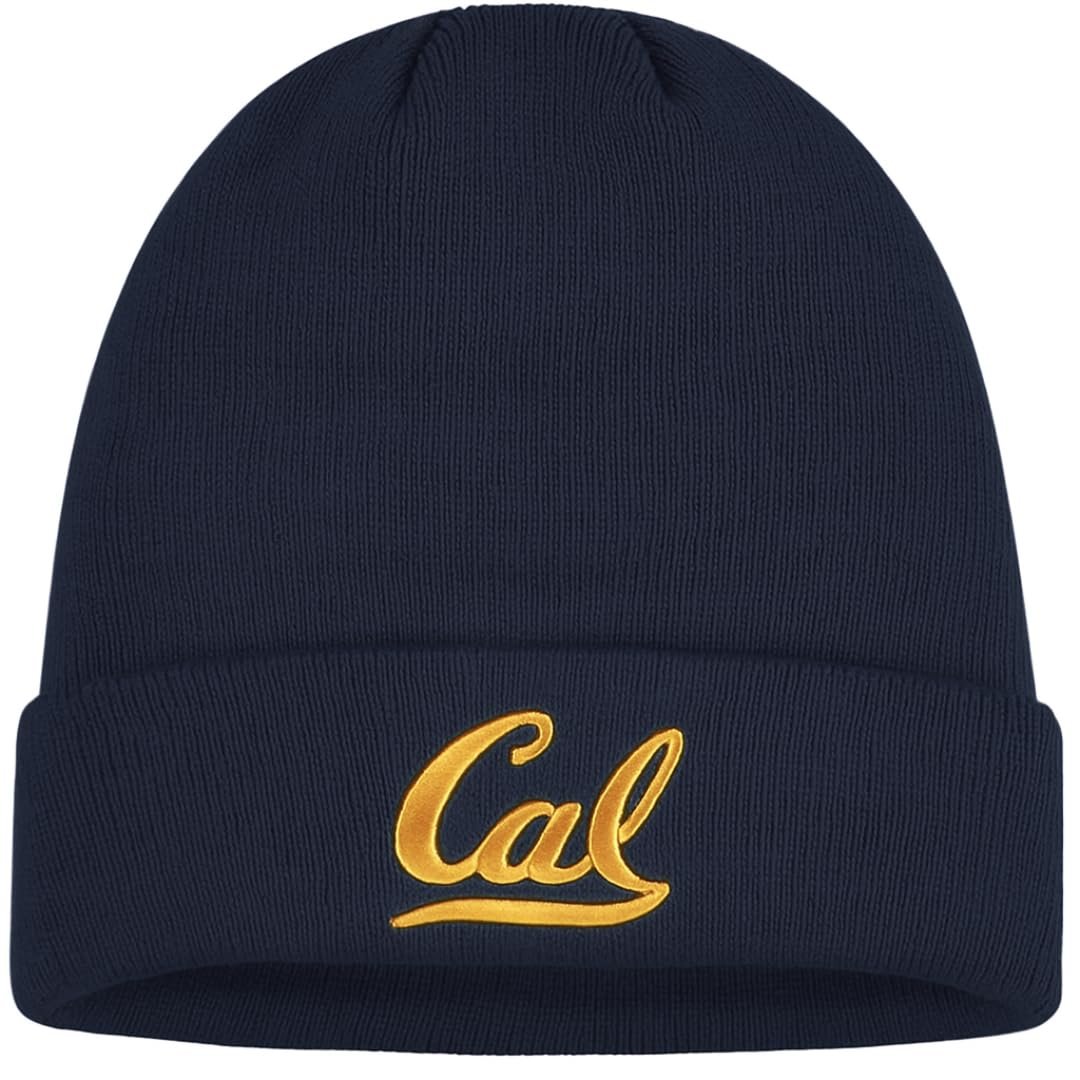 Officially Licensed Cal Berkeley Navy Cuff Knit Beanie Hat Classic Embroidered University Team Logo Blue Winter Sports Cap
