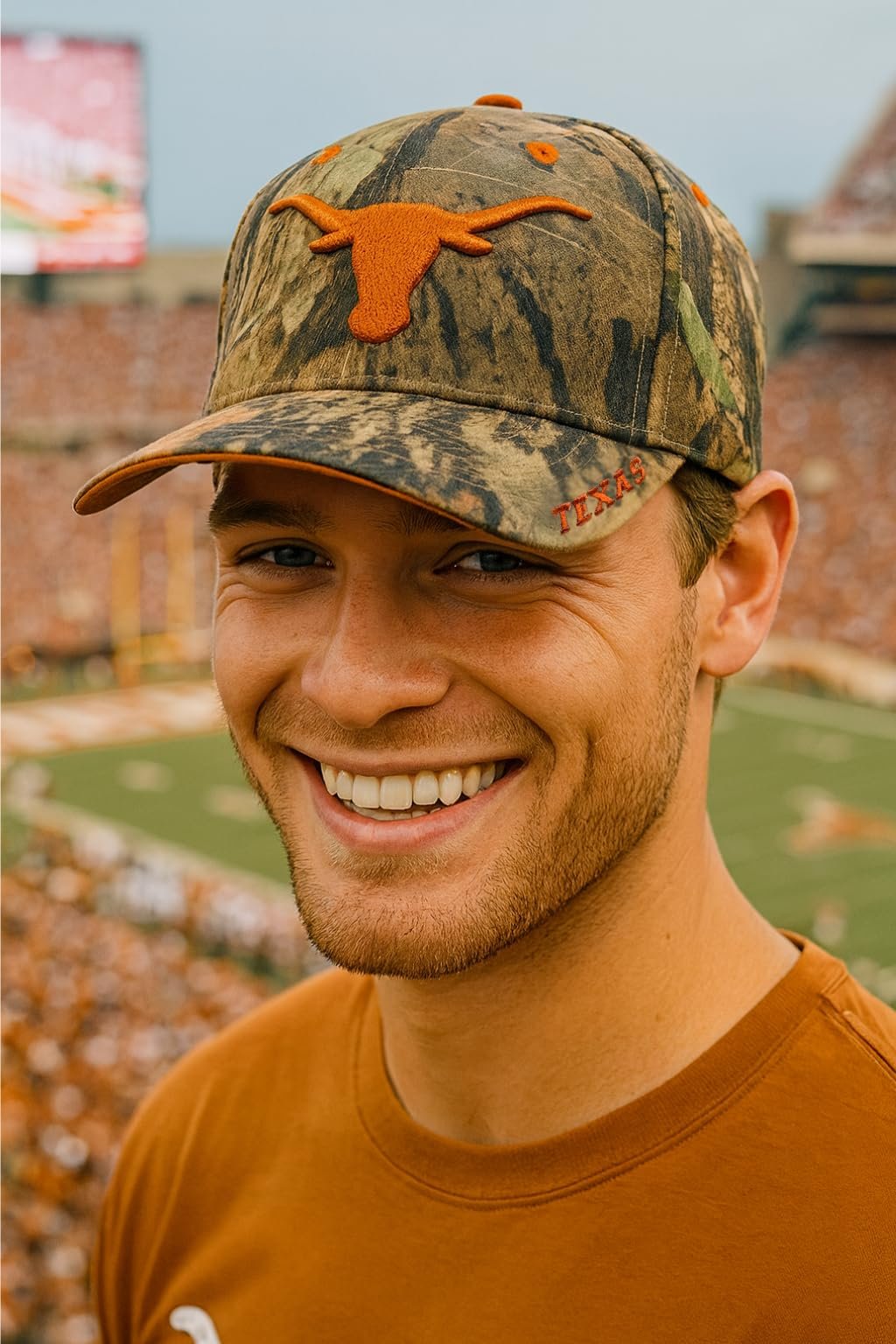 Officially Licensed Texas University Longhorns Camouflage Hat Classic Adjustable Team Logo Embroidered Cap (Camouflage)