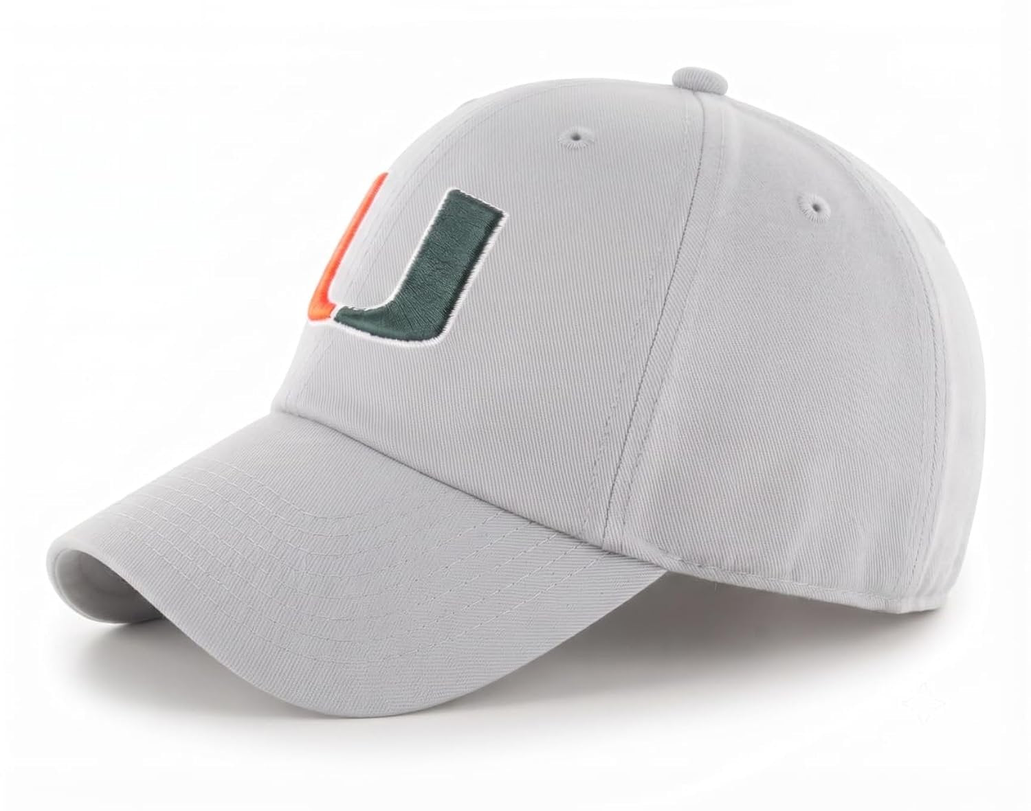 Officially Licensed University Of Miami Gray MVP Hat Classic Hurricanes Adjustable Structured Embroidered Sports Cap