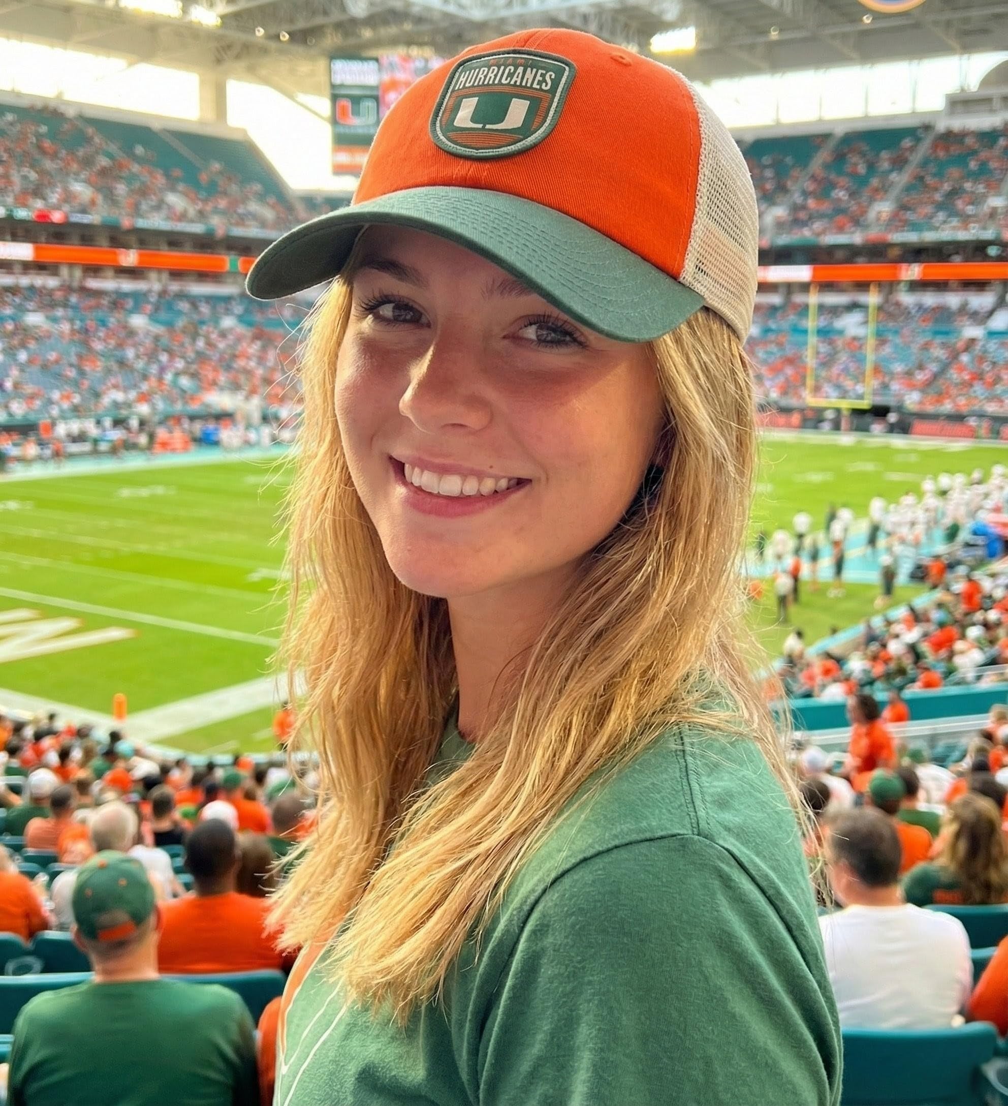 Officially Licensed University of Miami Hurricanes Hat Classic Relaxed Fit Hurricanes Team Logo Adjustable Mesh Trucker Snapback Baseball Sports Cap