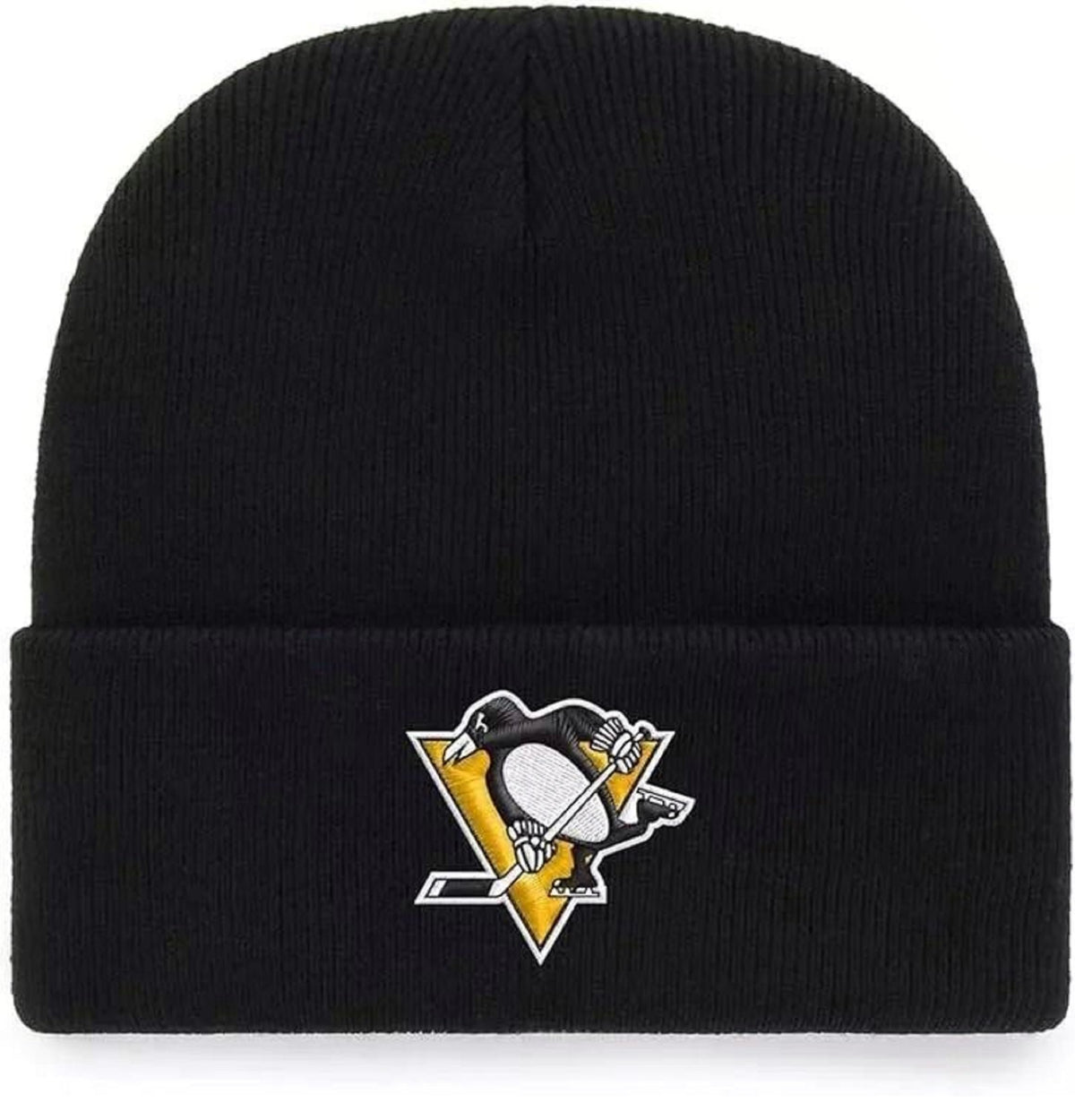 Officially Licensed Pittsburgh Hockey Cuffed Knit Beanie Hat Classic Primary Team Logo Embroidered Black Cold Weather Cap