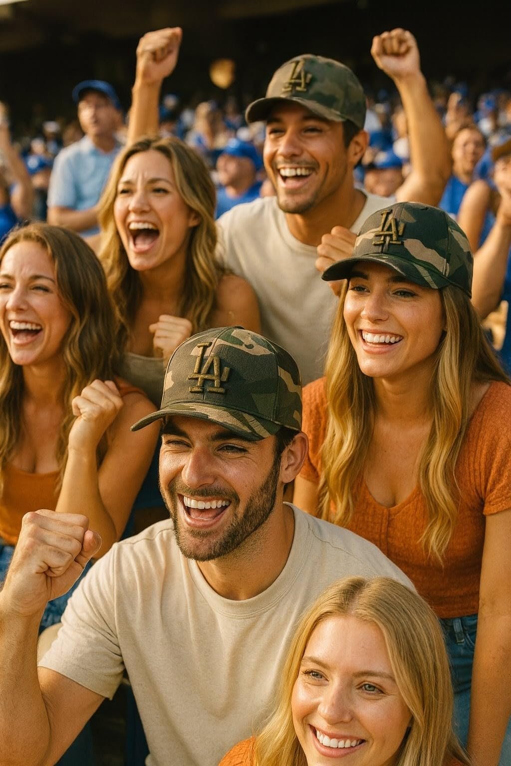 Officially Licensed Los Angeles Dodgers Baseball Camouflage Hat Classic LA Blue Team Logo Adjustable MVP Structured Embroidered Cap