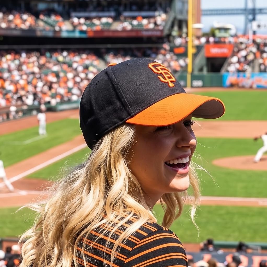 Officially Licensed San Francisco Giants Two-Tone Black/Orange MVP Hat Classic Orange SF Embroidery Adjustable Structured Cap