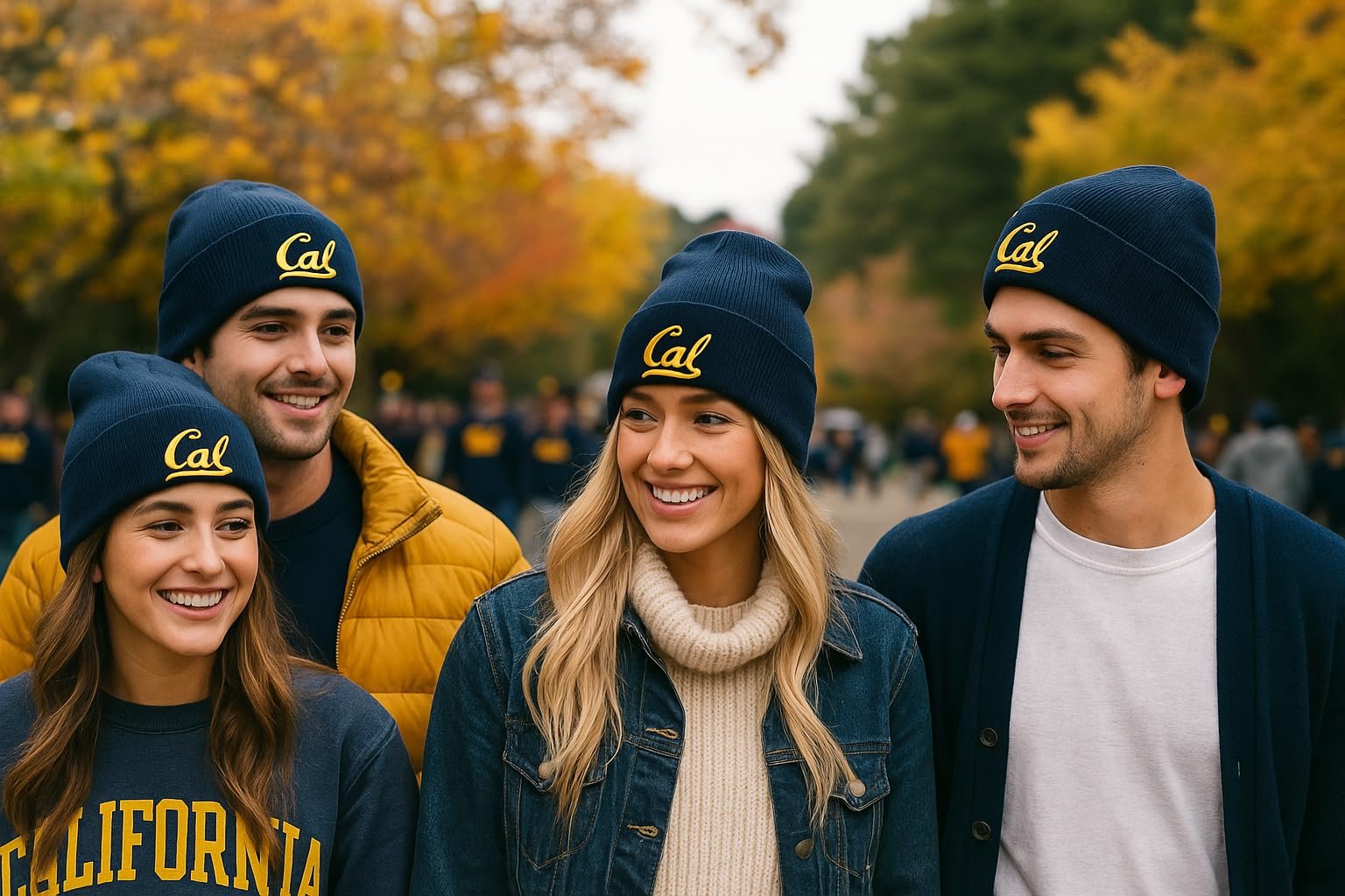 Officially Licensed Cal Berkeley Navy Cuff Knit Beanie Hat Classic Embroidered University Team Logo Blue Winter Sports Cap