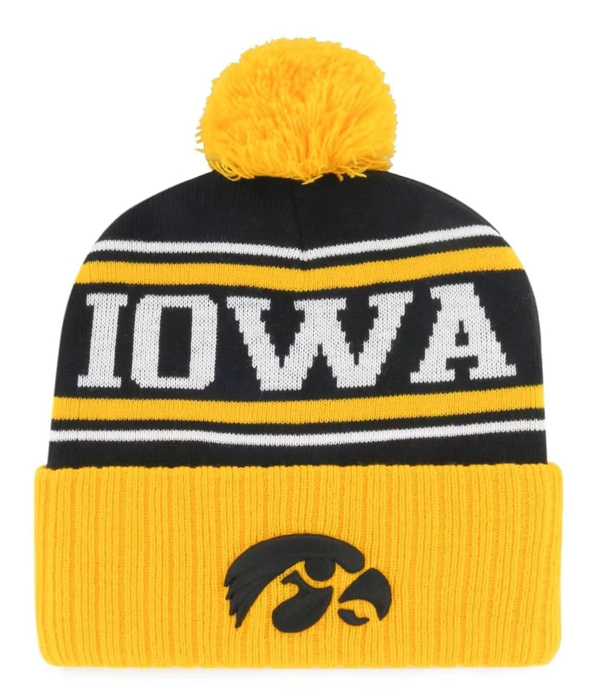 Iowa Hawkeyes Knit Cuff Snappy Beanie with Pom, Black & Gold