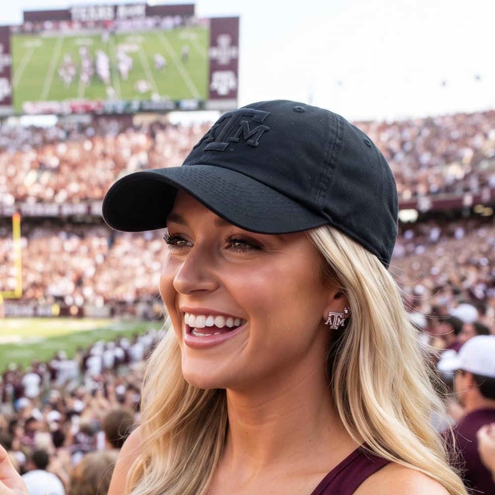 Officially Licensed Texas A&M Aggies Classic Edition Black on Black Clean Up Hat Adjustable Embroidered Relaxed Fit Sports Cap