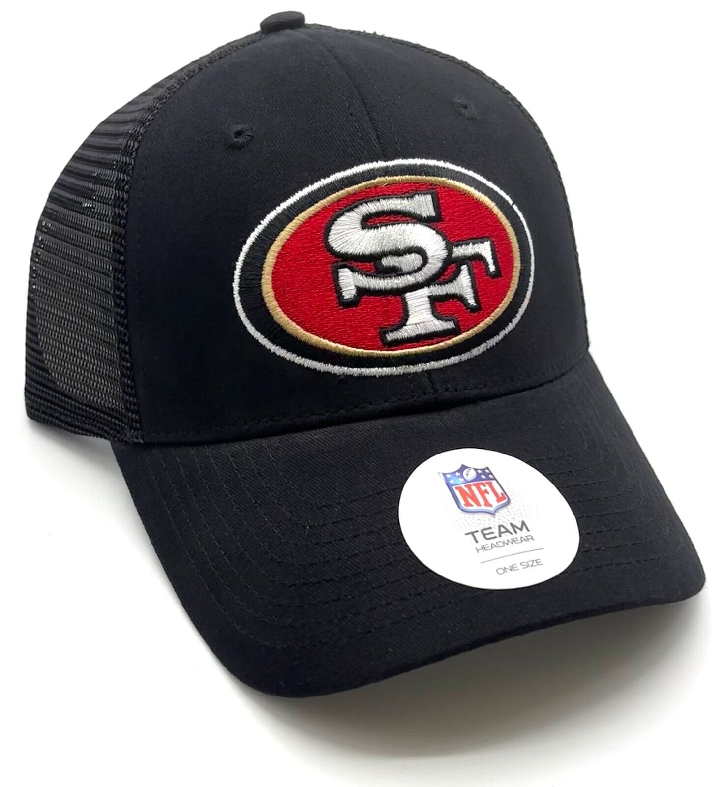 SAN FRANCISCO 49ERS HAT MESH TRUCKER BLACK NFL FOOTBALL TEAM ADJUSTABLE CAP NEW