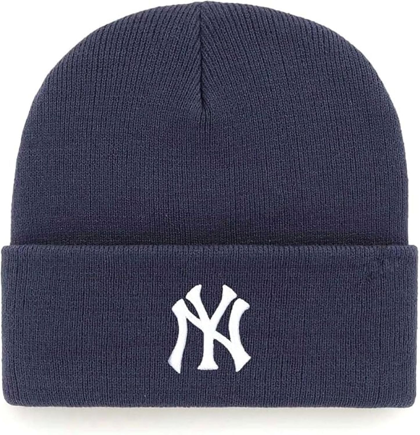 Officially Licensed New York Navy Blue Cuffed Knit Beanie with Iconic NY Embroidery in White