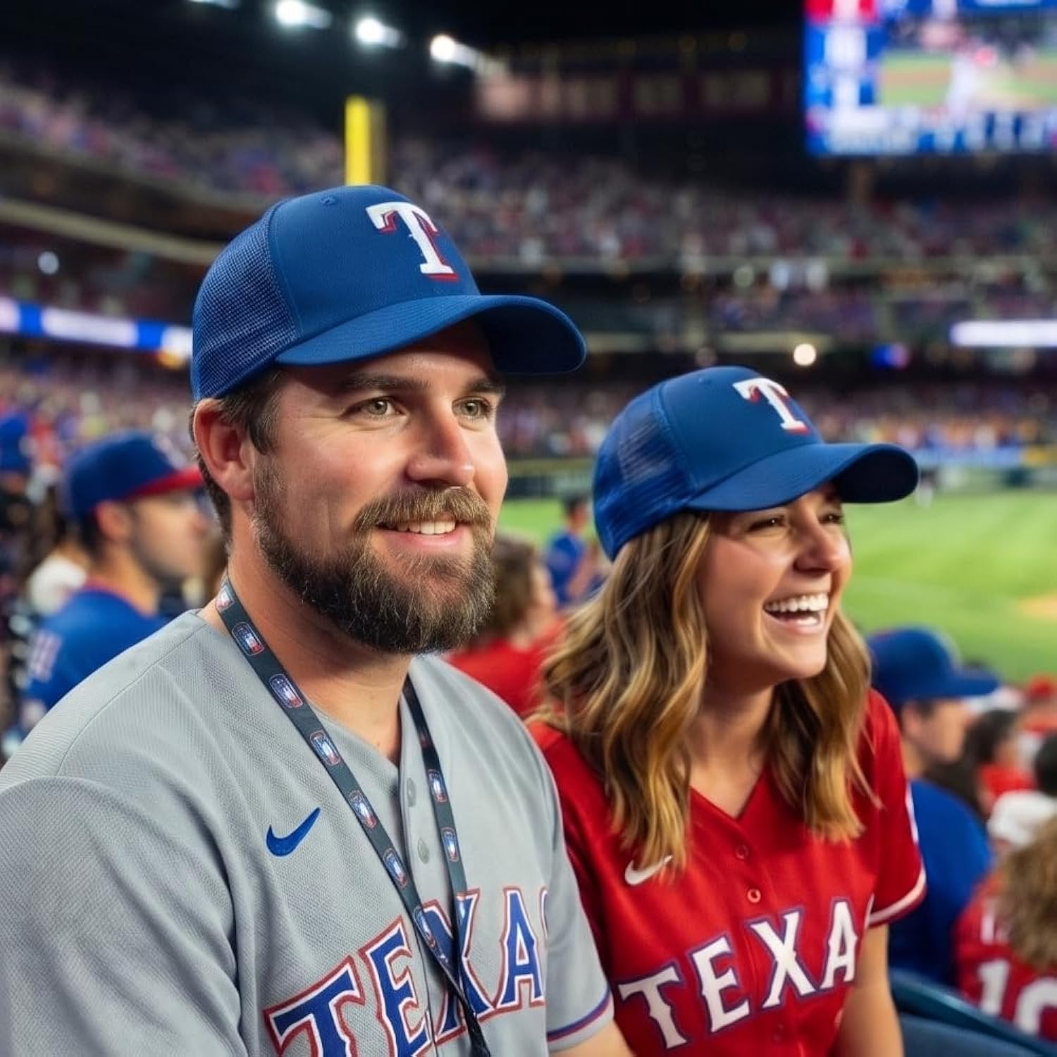 Texas Rangers Blue Mesh Trucker Hat Embroidered Structured Adjustable Sports Cap
