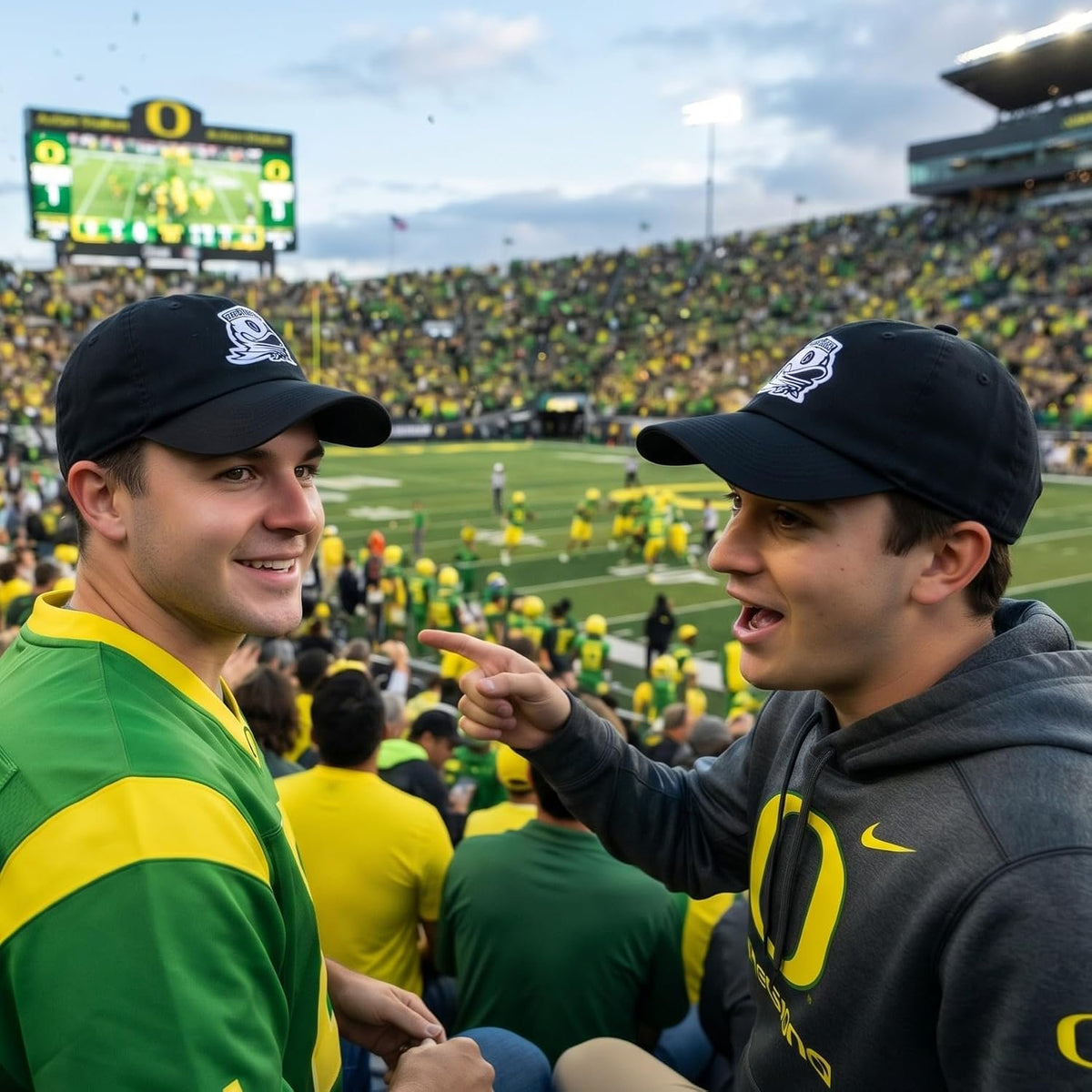 Oregon Ducks Relaxed Fit Black Hat with Iconic White Logo, Unisex Cap