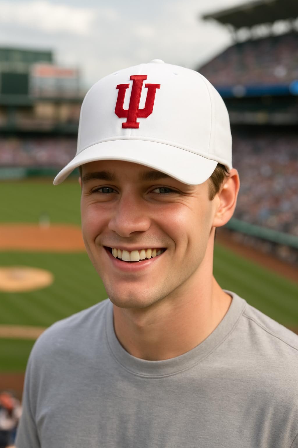 Officially Licensed University Indiana Hoosiers Relaxed Fit Clean Up Baseball Cap, White with Crimson Embroidered Logo, Unisex Adjustable Hat