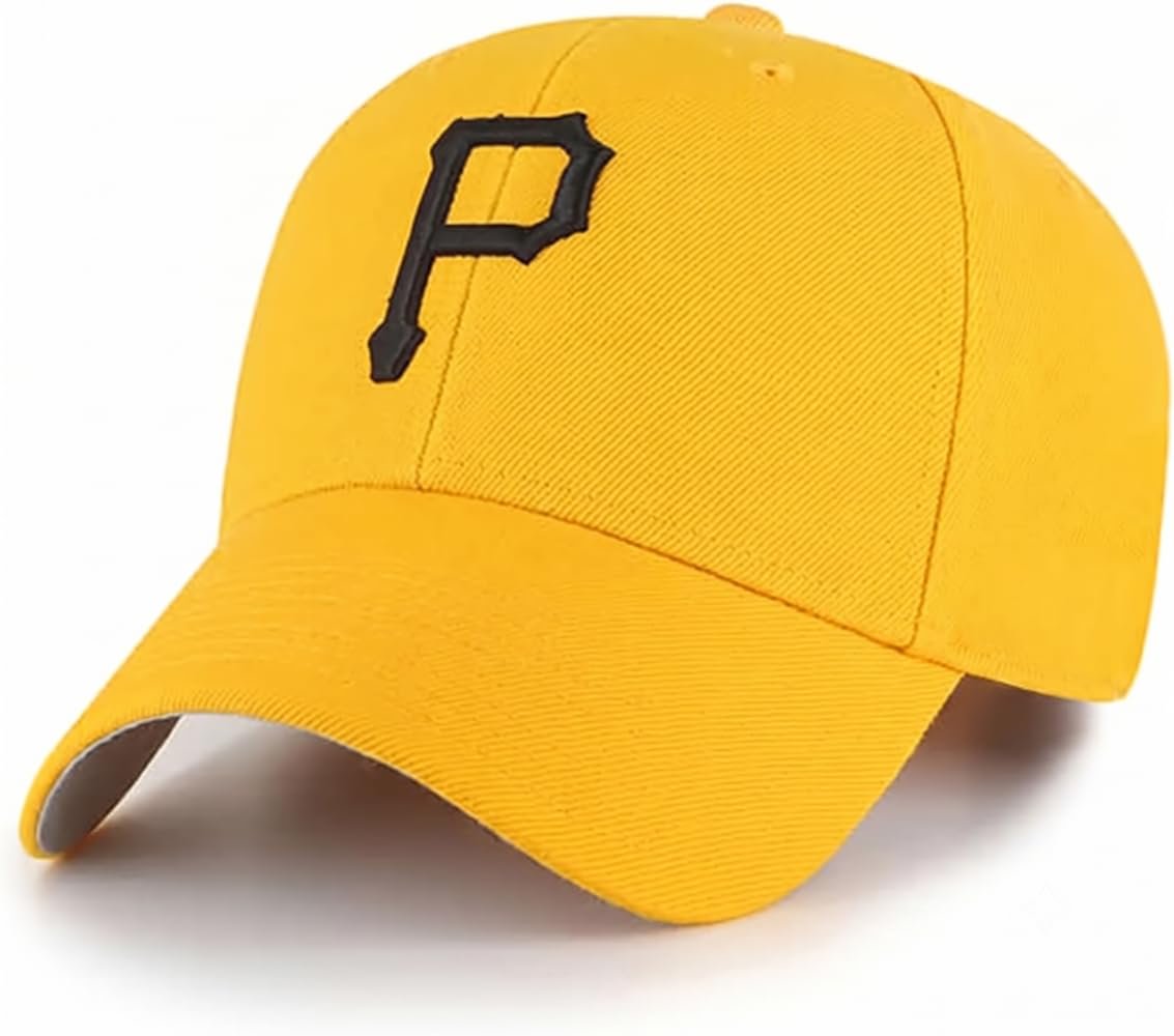 Officially Licensed Pittsburgh Pirates Classic Edition Yellow Hat Iconic Black P Logo Embroidery Adjustable Structured Cap