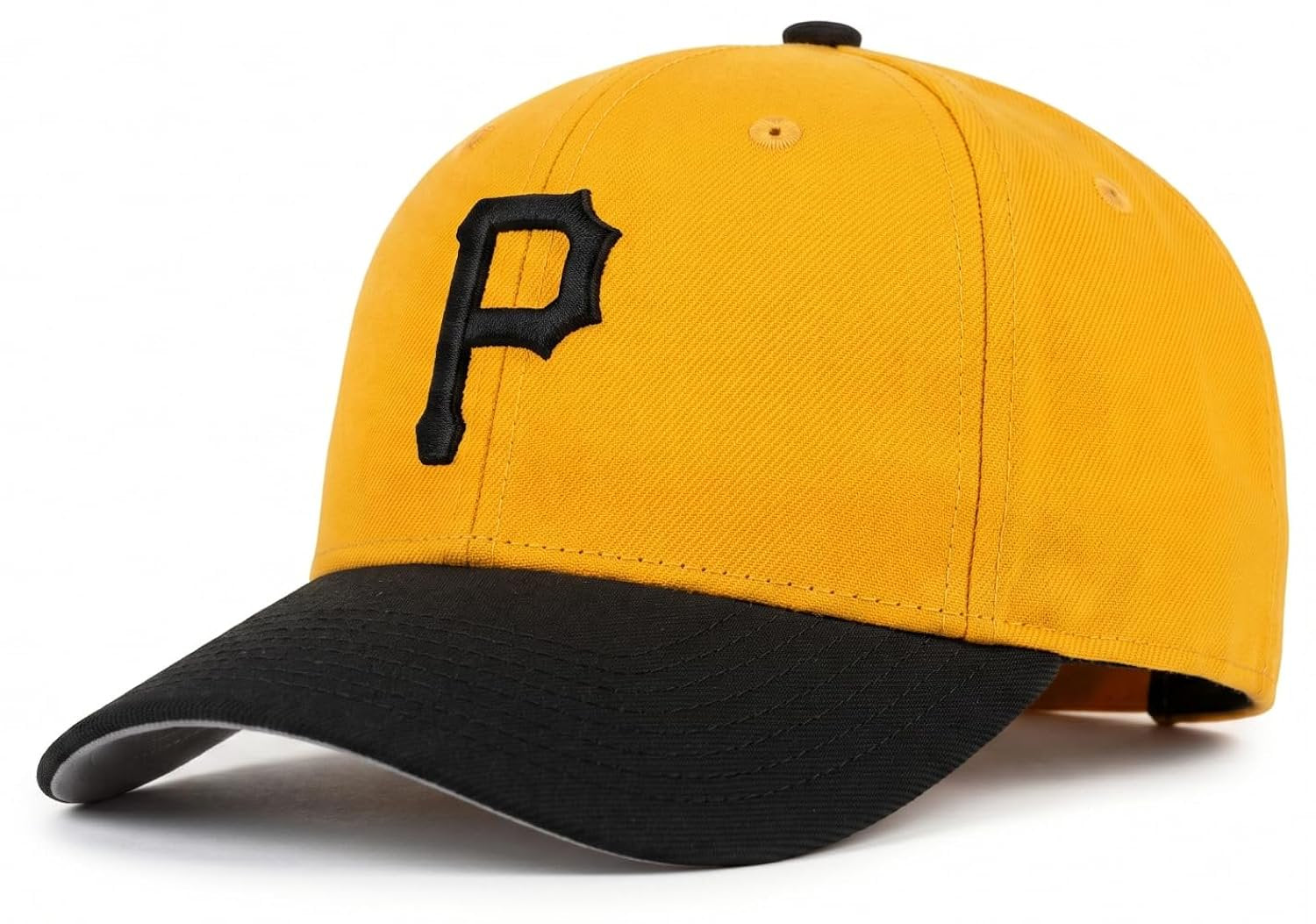 Officially Licensed Pittsburgh Pirates Two Tone Black/Yellow MVP Hat Iconic Embroidered P Logo Adjustable Structured Sports Cap