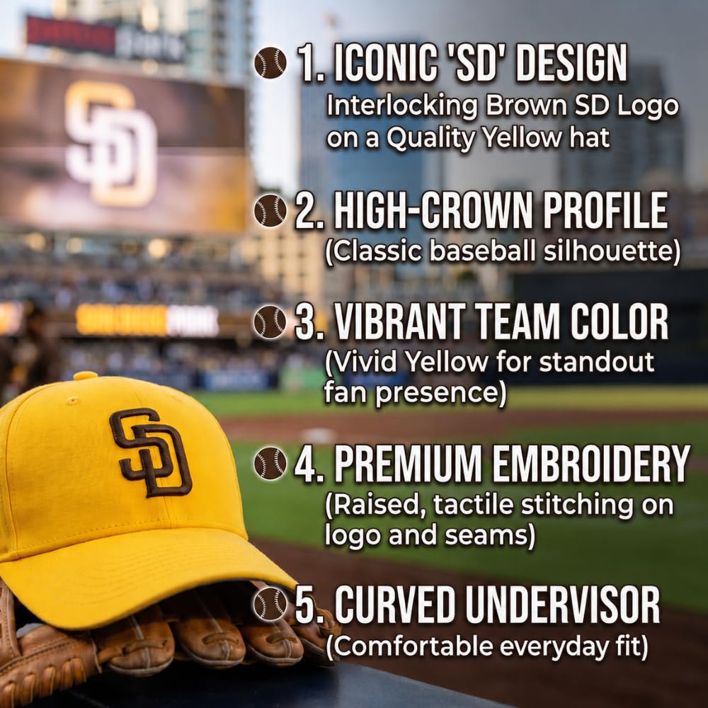 Officially Licensed San Diego MVP Baseball Hat Adjustable Classic Team Logo Embroidered Solid Cap