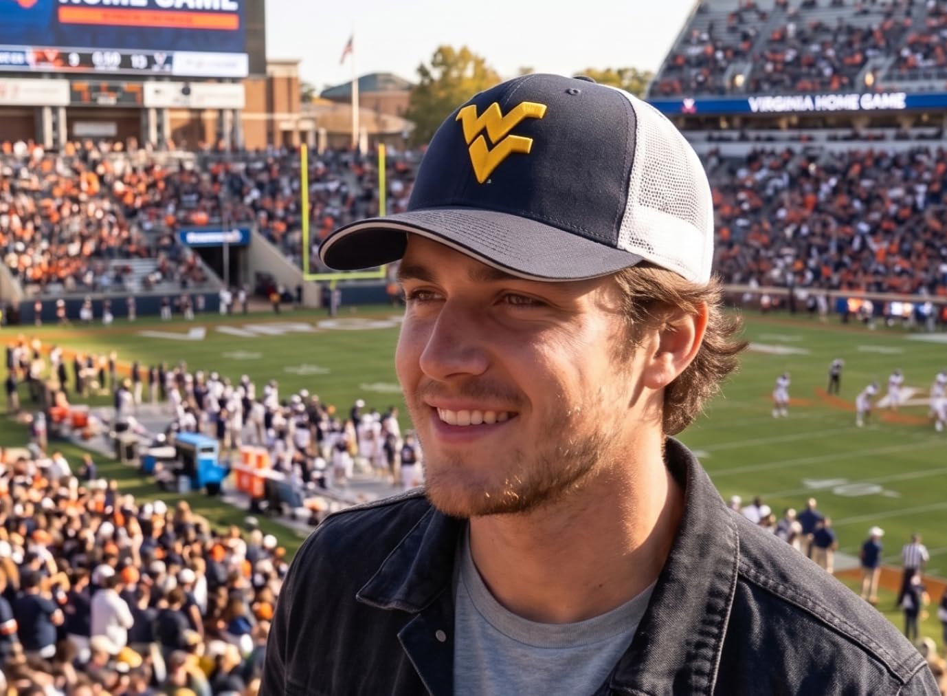 Officially Licensed West Virginia Classic Mesh Trucker Hat Navy Blue / White Adjustable MVP Primary University Team Logo Baseball Sports Cap