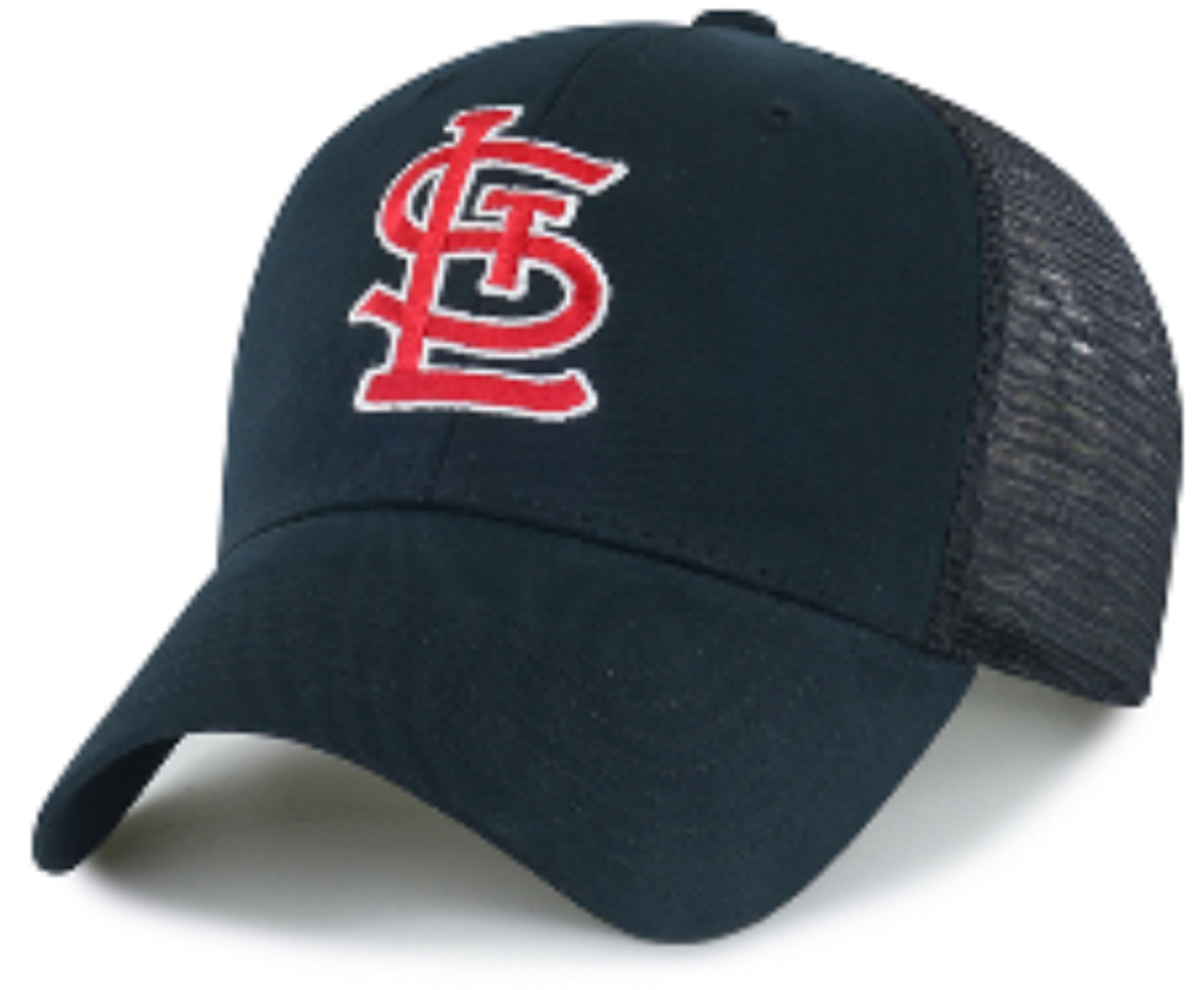 Officially Licensed St. Louis Baseball Navy Blue Mesh Trucker Hat Classic Primary Home Team STL Embroidered Logo Adjustable Structured MVP Snapback Sports Cap