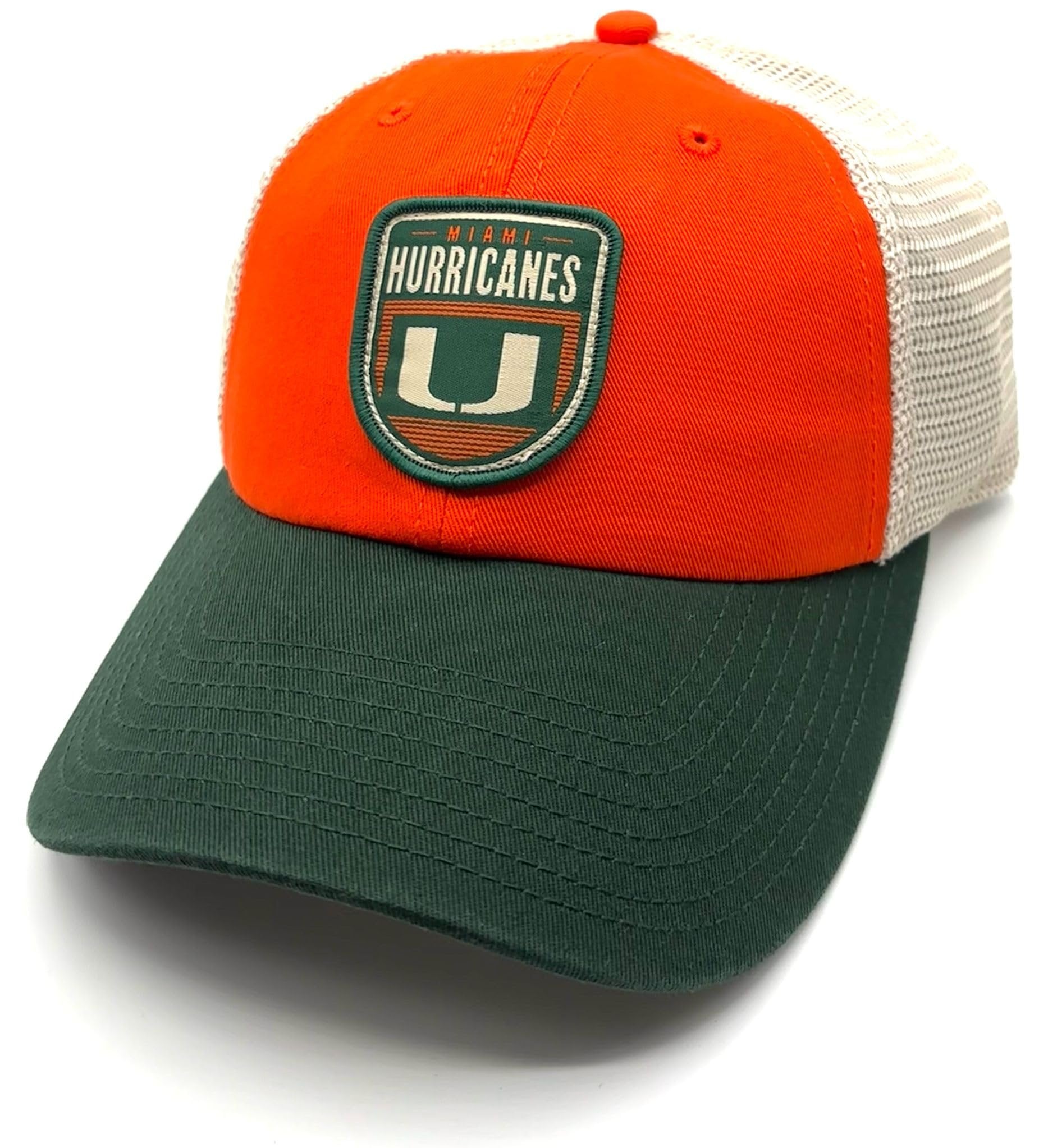 Officially Licensed University of Miami Hurricanes Hat Classic Relaxed Fit Hurricanes Team Logo Adjustable Mesh Trucker Snapback Baseball Sports Cap