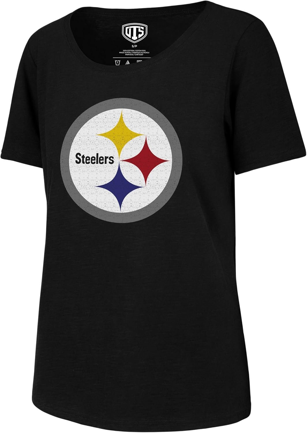 PITTSBURGH STEELERS WOMEN'S SHIRT BLACK SCOOP AUTHENTIC NFL FOOTBALL TEAM NEW