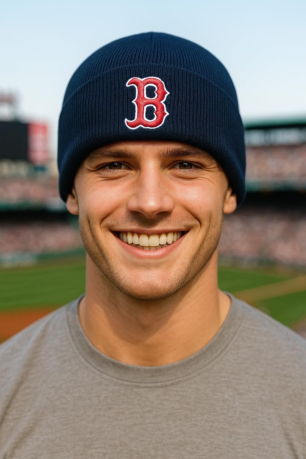 Officially Licensed Boston Red Sox Baseball Navy Cuffed Knit Beanie Hat Classic Edition Embroidered Red/White Team Logo Winter Sox Winter Cap Multicolor