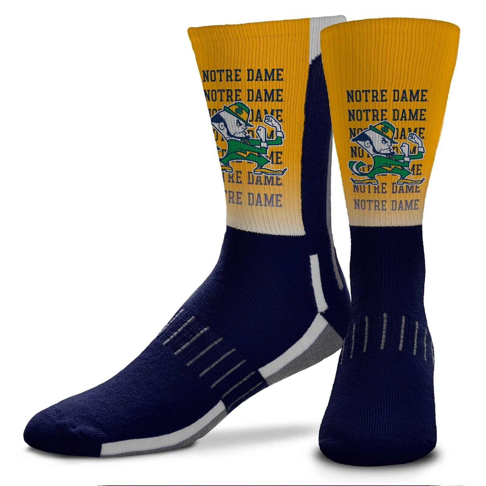 Notre Dame Fighting Irish Montage Large Crew Socks Authentic NCAA College Football Team New