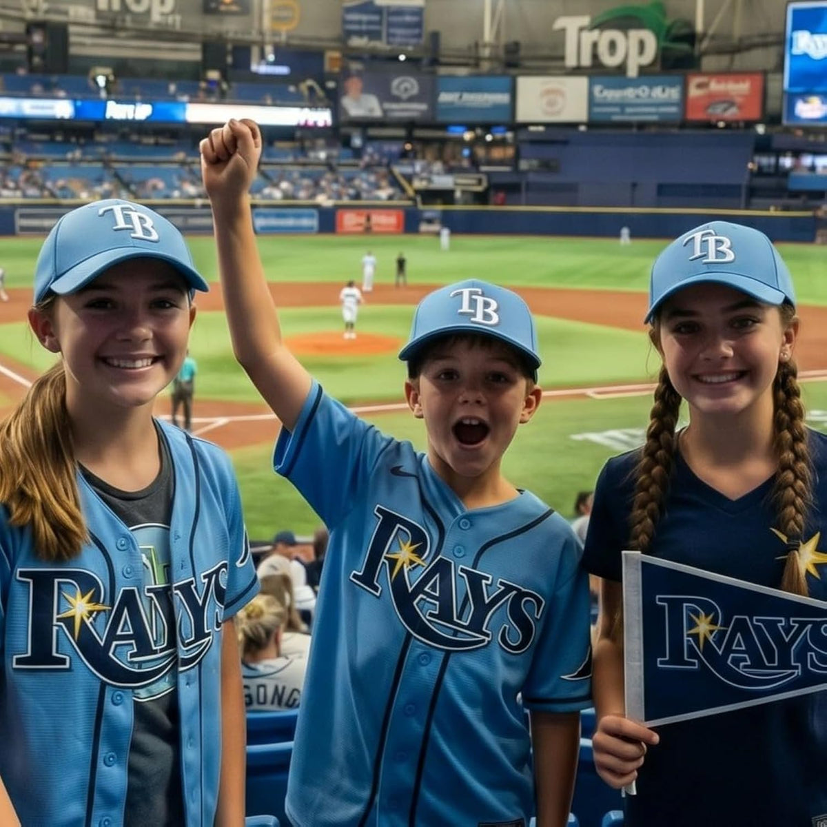 Tampa Bay Rays Youth MVP Light Blue Hat Embroidered 'TB' Logo Boys & Girls