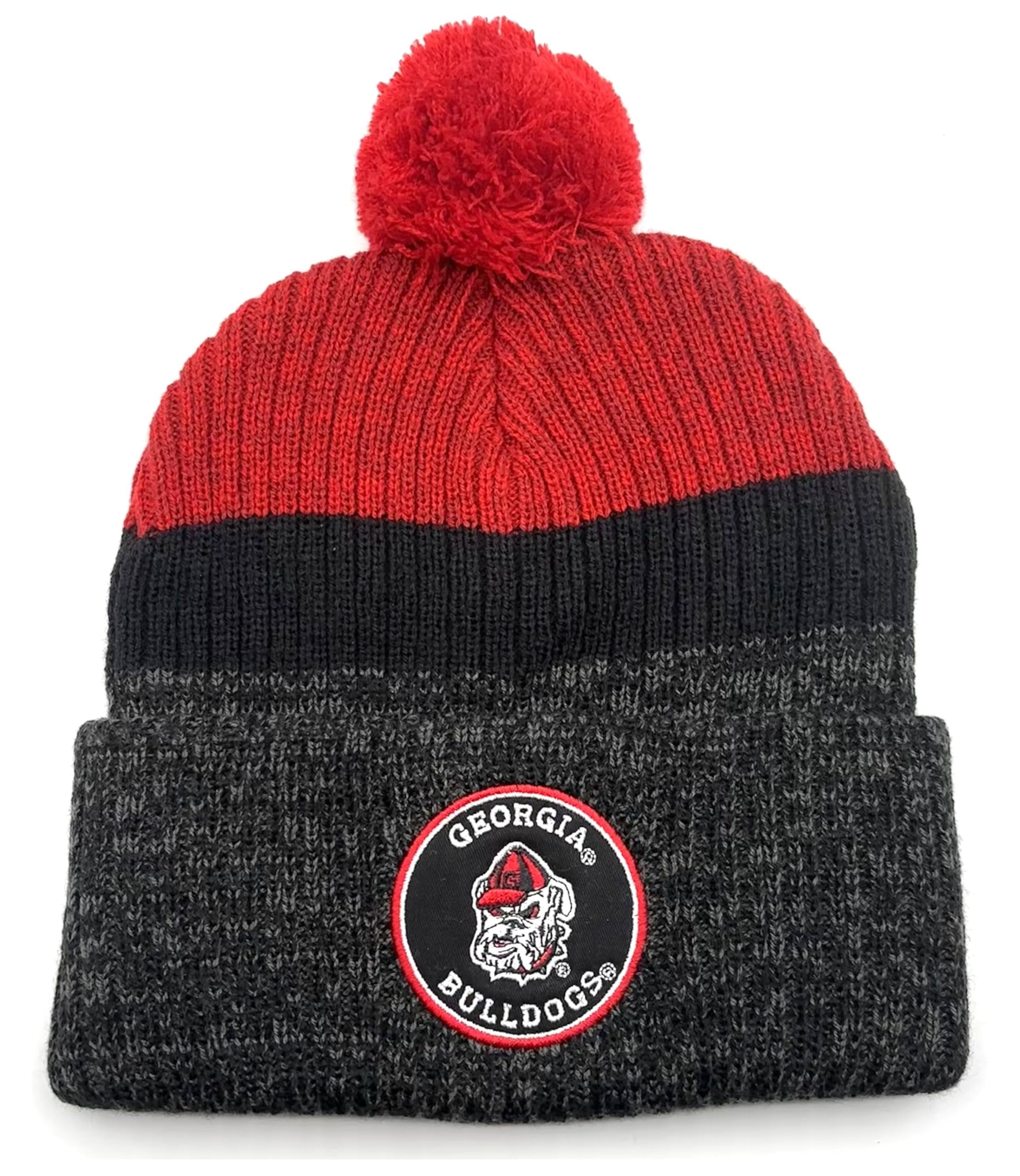 Officially Licensed Georgia Bulldogs Cuffed Knit Pom Beanie Hat Classic Edition Bulldogs Team Logo Winter Cap