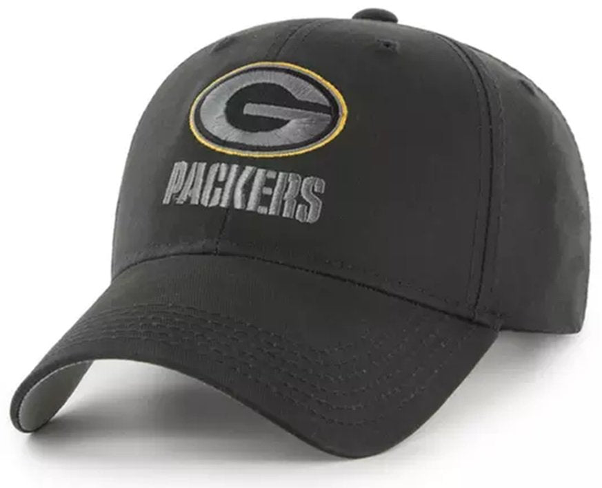 Green Bay Packers Hat Solid Black MVP Structured Style NFL Football Team Logo Cap New