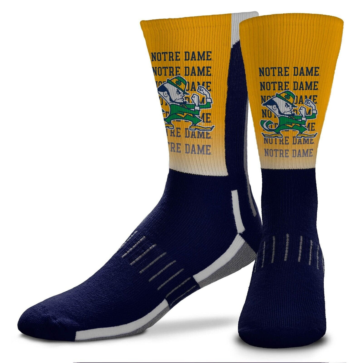 Notre Dame Fighting Irish Montage Large Crew Socks Authentic NCAA College Football Team New