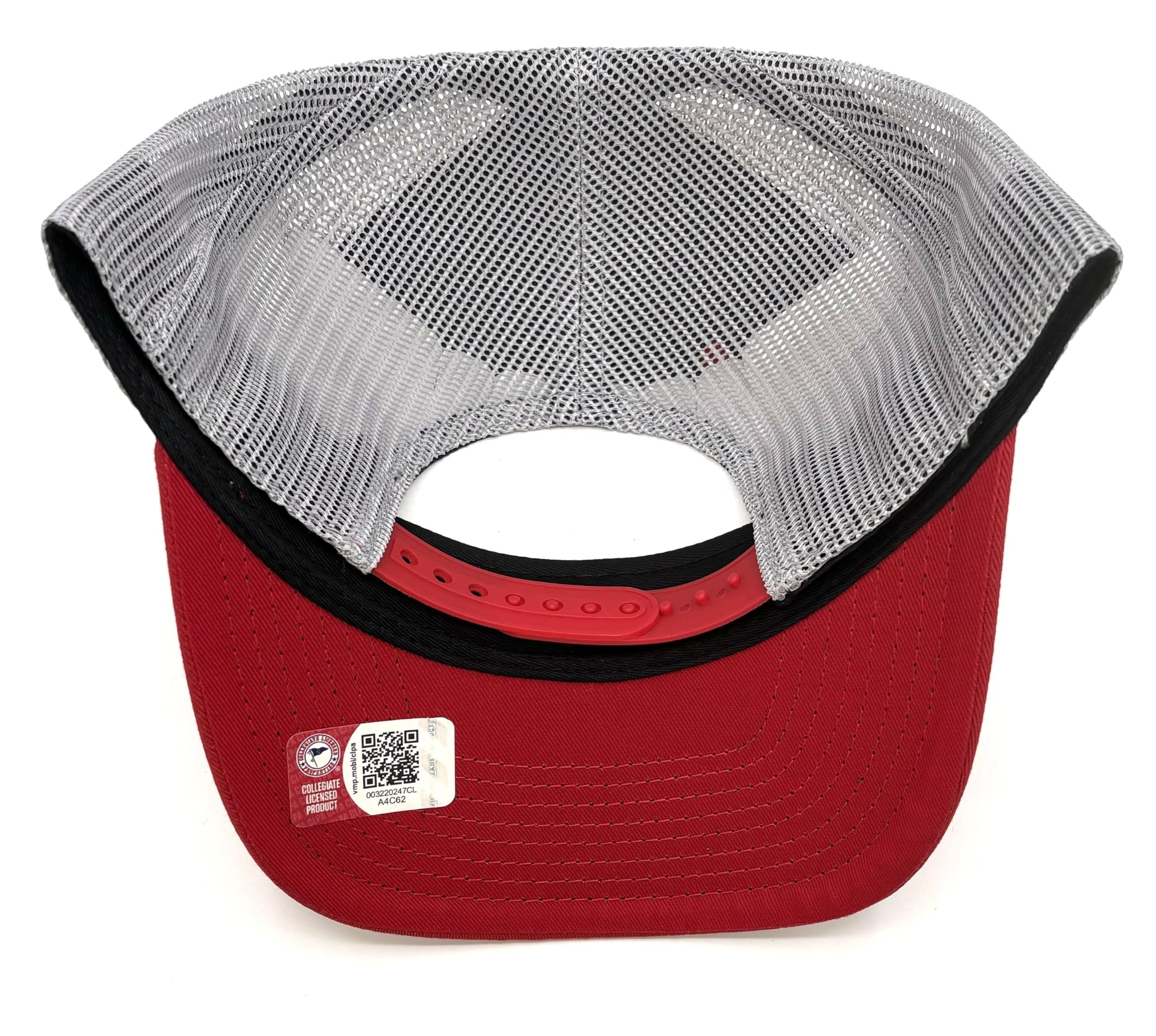 Officially Licensed Ohio State Red/Gray Mesh Trucker MVP Sports Hat Classic Buckeyes Embroidered Team Logo Adjustable Structured Snapback Sports Cap