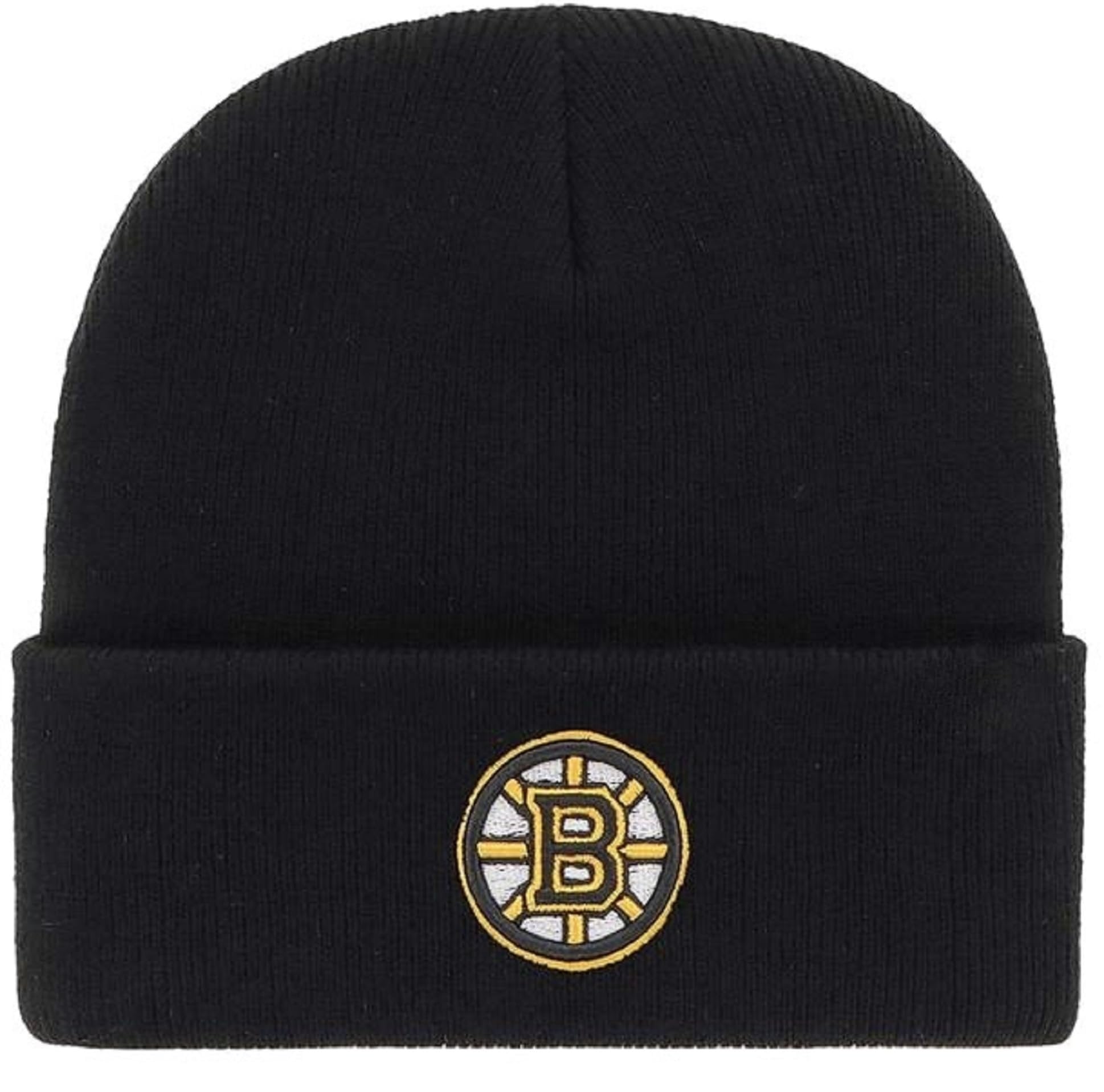Officially Licensed Boston Hockey Black Cuffed Knit Beanie Hat Classic Primary Team Logo Embroidered Winter Cap