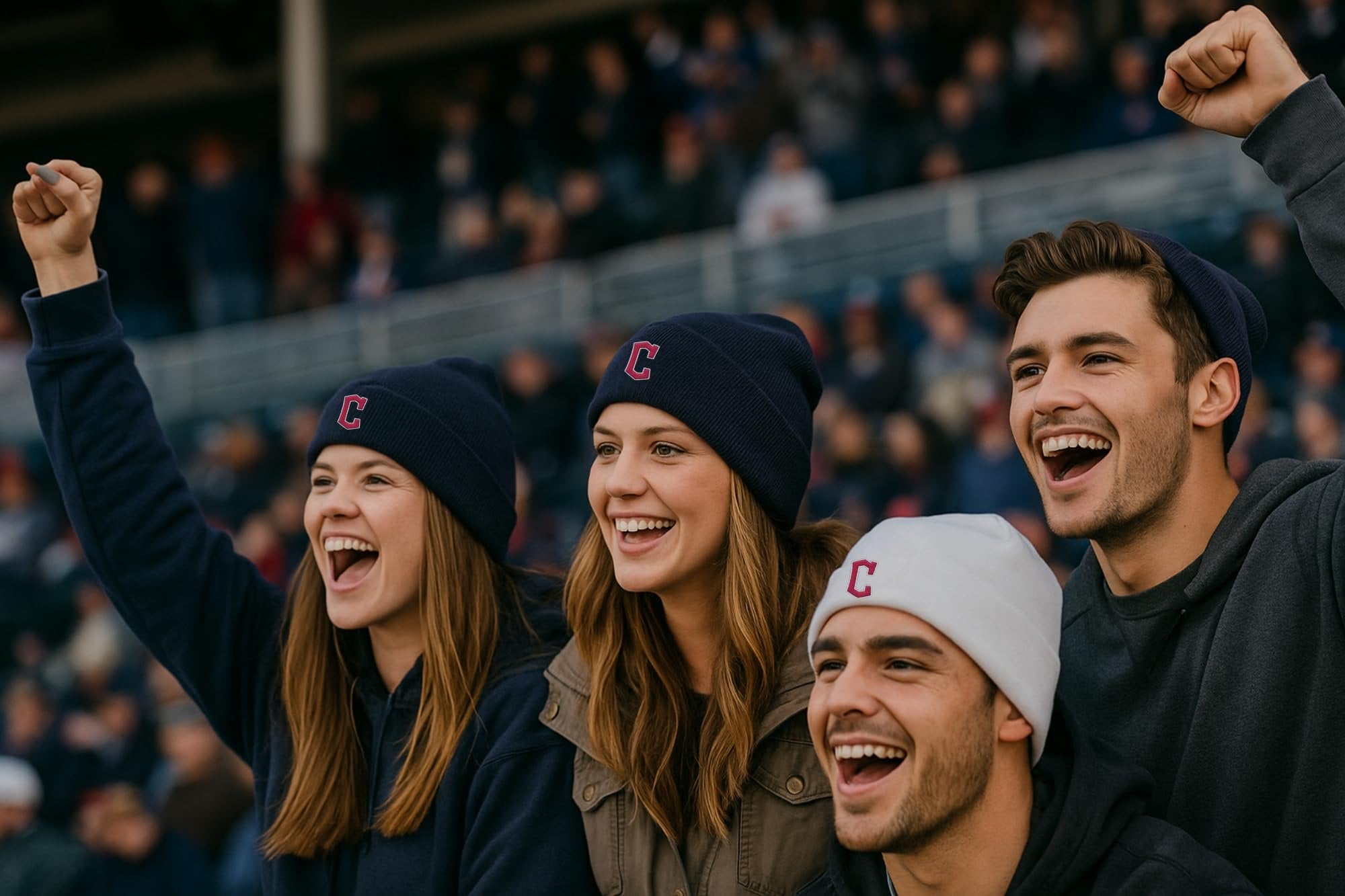 Officially Licensed Cleveland Guardians Baseball Cuffed Knit Beanie Hat Classic Edition Primary Home Team Logo Navy Blue Winter Sports Embroidered Ball Cap