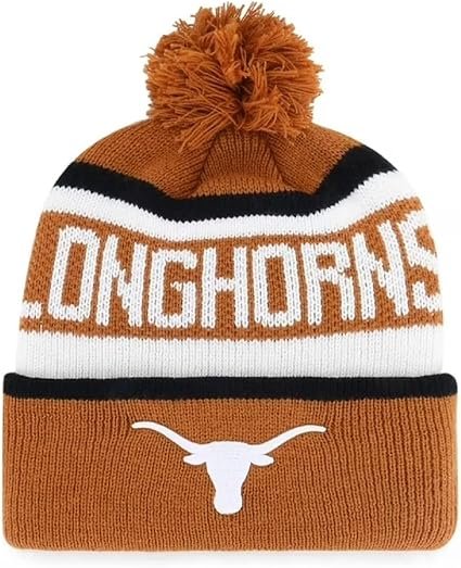 Officially Licensed Texas University Cuffed Knit Pom Beanie Hat Classic Edition Embroidered Team Logo Saskatoon Winter Cap