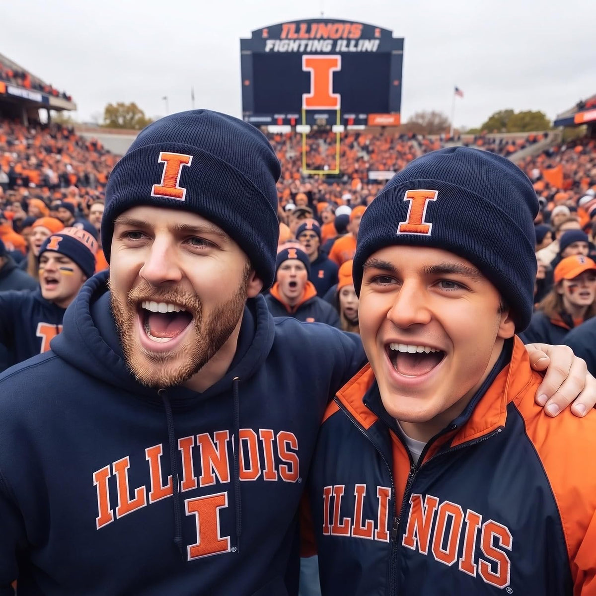 University of Illinois Fighting Illini Navy Cuff Knit Beanie Orange I Logo