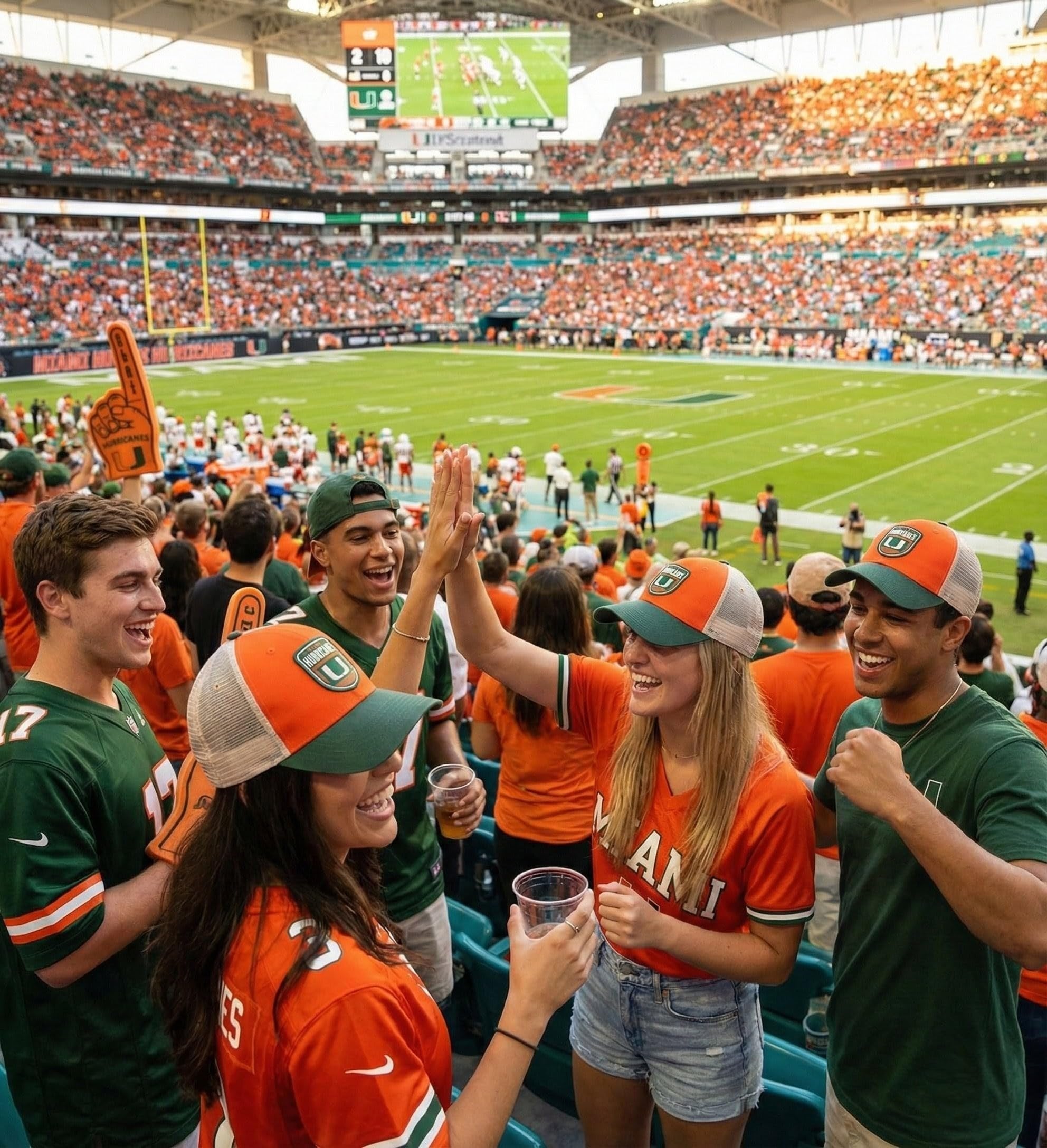 Officially Licensed University of Miami Hurricanes Hat Classic Relaxed Fit Hurricanes Team Logo Adjustable Mesh Trucker Snapback Baseball Sports Cap