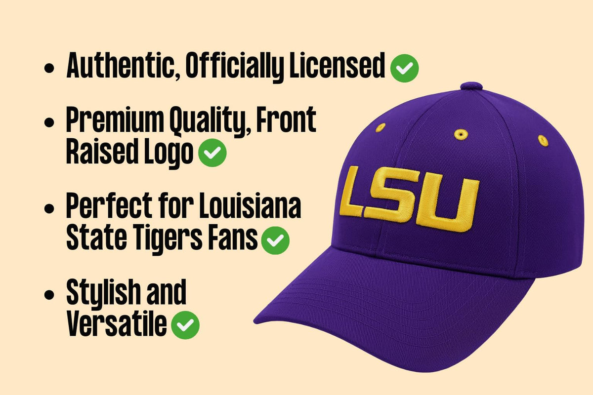 LSU University MVP Hat Classic Tigers Adjustable Team Logo Embroidered Cap (Black)