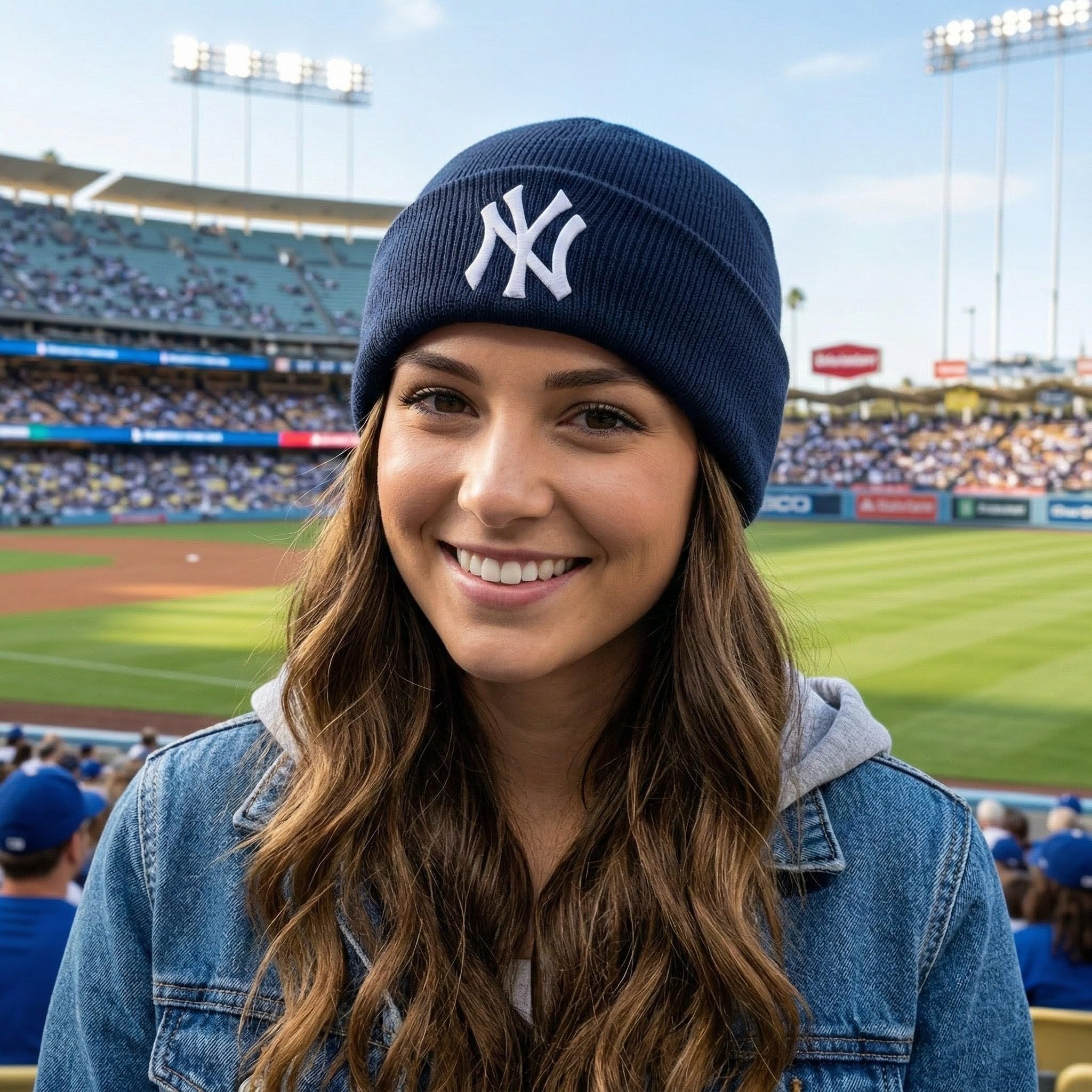 Officially Licensed New York Navy Baseball Cuffed Knit Beanie Hat Classic Edition NY Team Logo Embroidered Blue Cap