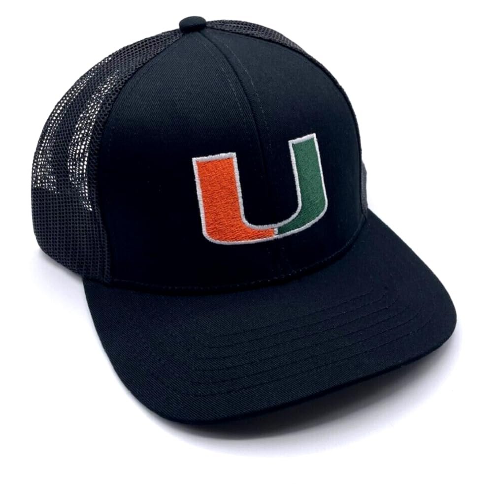 University of Miami Hurricanes Hat Classic Solid Adjustable Hurricanes Mesh Trucker Logo Cap